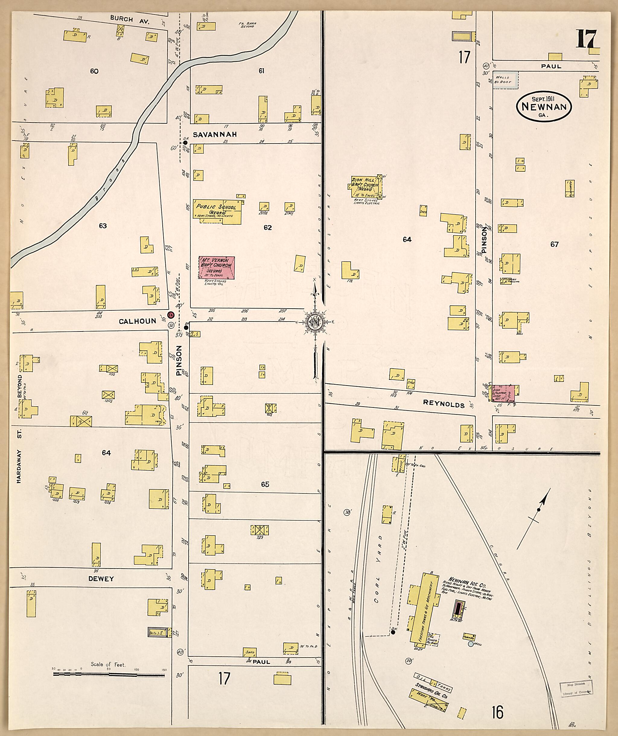 This old map of Newnan, Coweta County, Georgia was created by Sanborn Map Company in 1911