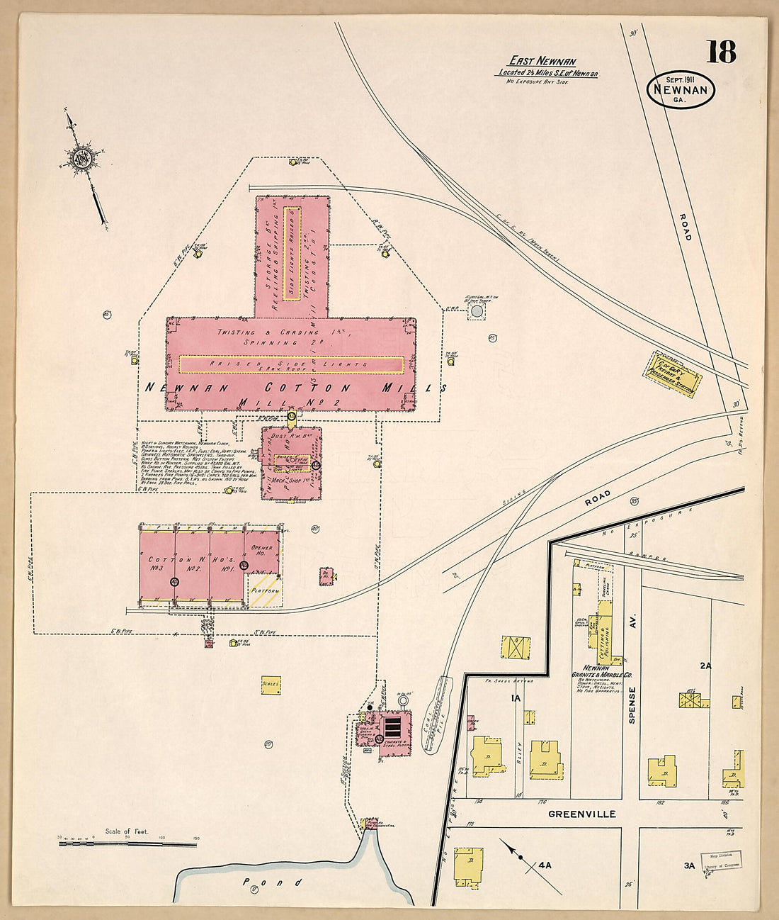 This old map of Newnan, Coweta County, Georgia was created by Sanborn Map Company in 1911