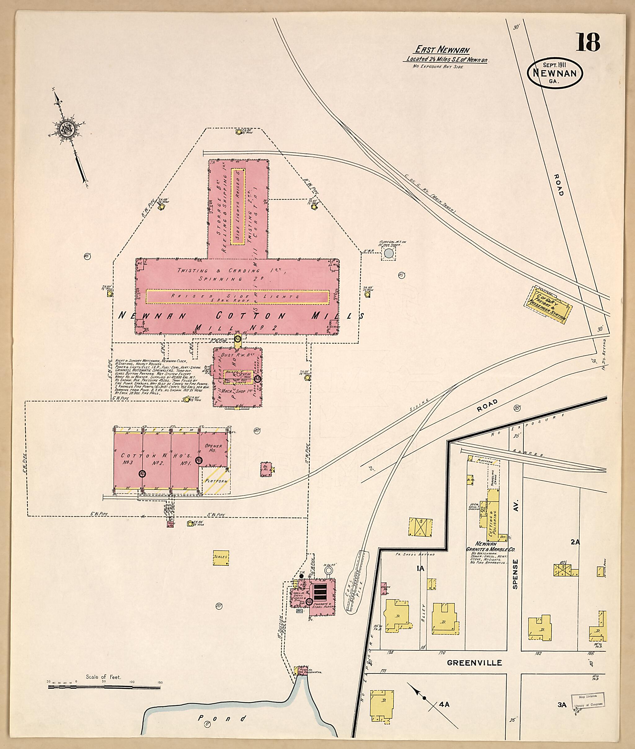 This old map of Newnan, Coweta County, Georgia was created by Sanborn Map Company in 1911