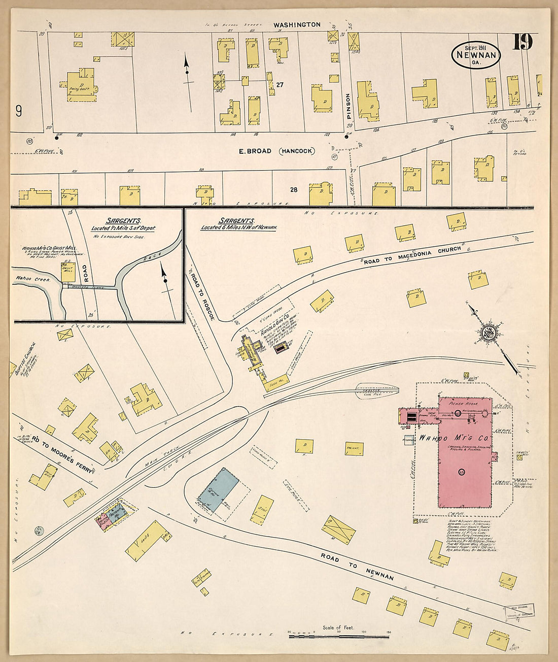 This old map of Newnan, Coweta County, Georgia was created by Sanborn Map Company in 1911