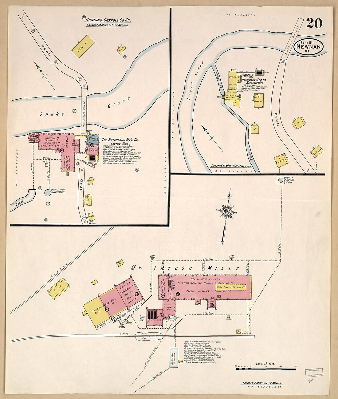 This old map of Newnan, Coweta County, Georgia was created by Sanborn Map Company in 1911
