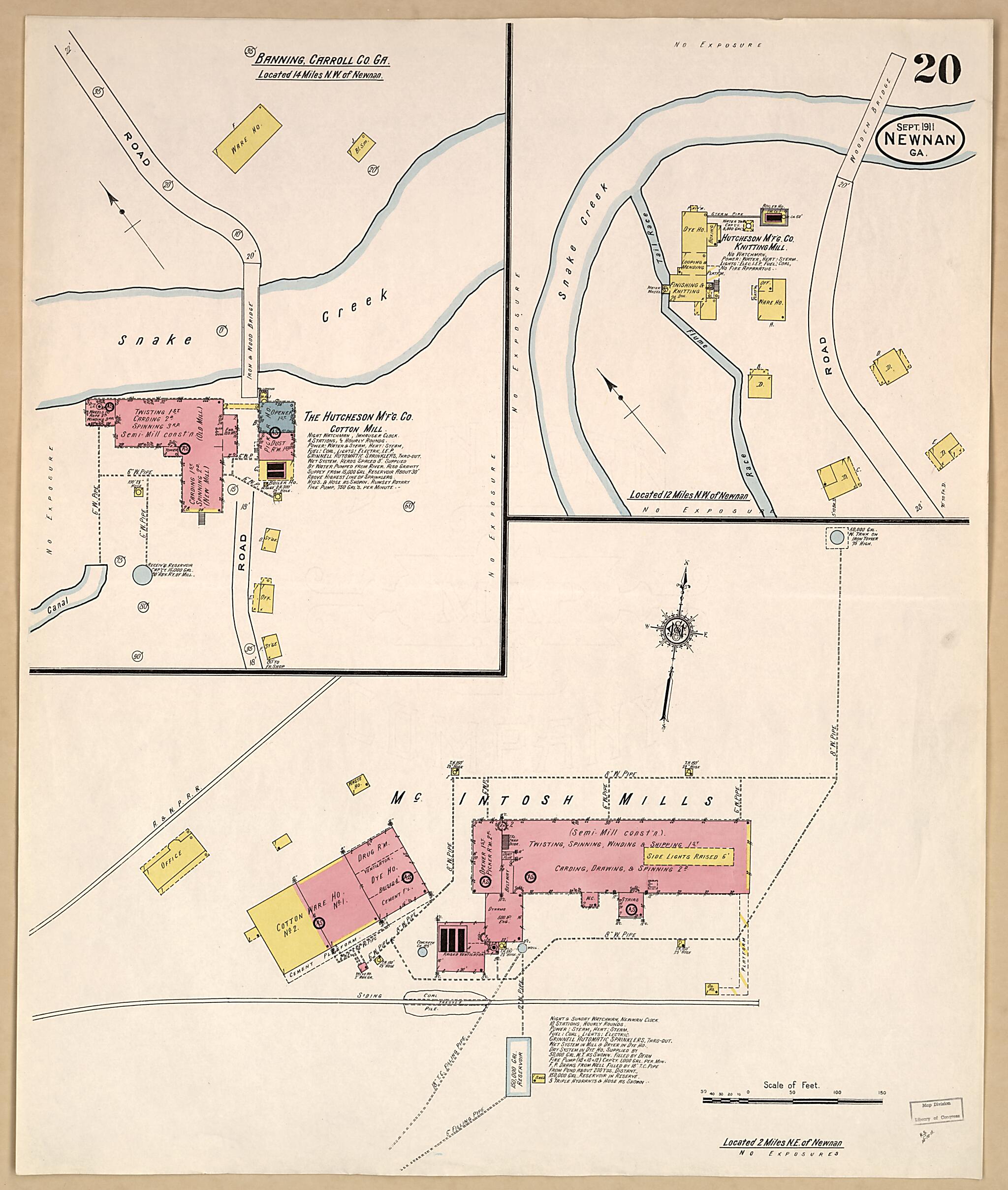 This old map of Newnan, Coweta County, Georgia was created by Sanborn Map Company in 1911
