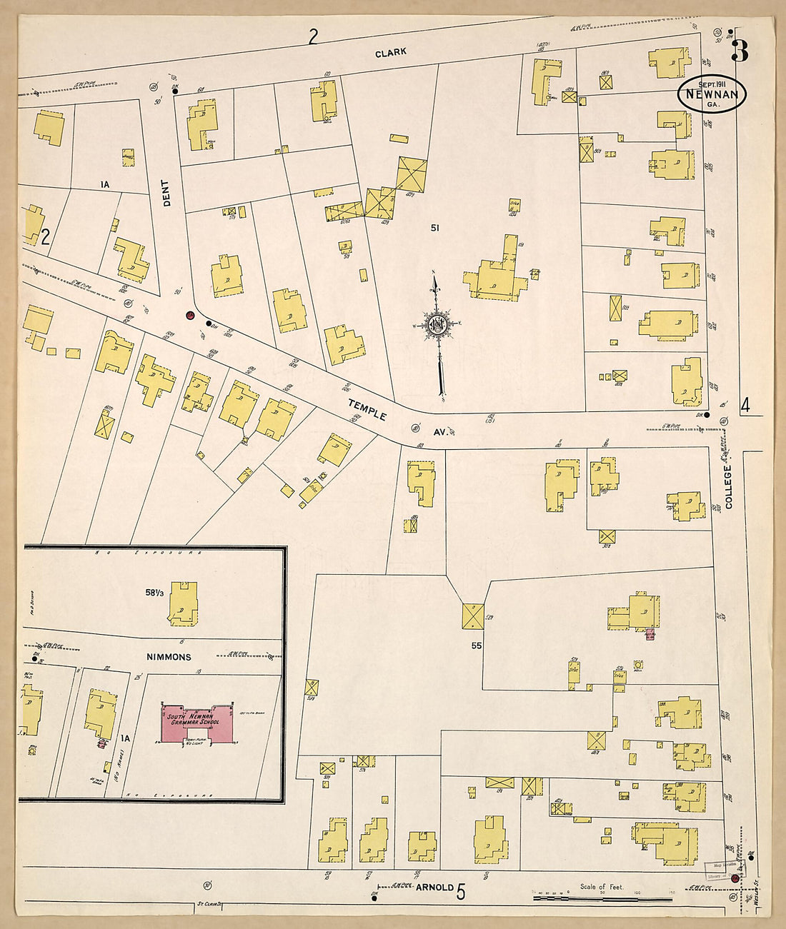 This old map of Newnan, Coweta County, Georgia was created by Sanborn Map Company in 1911