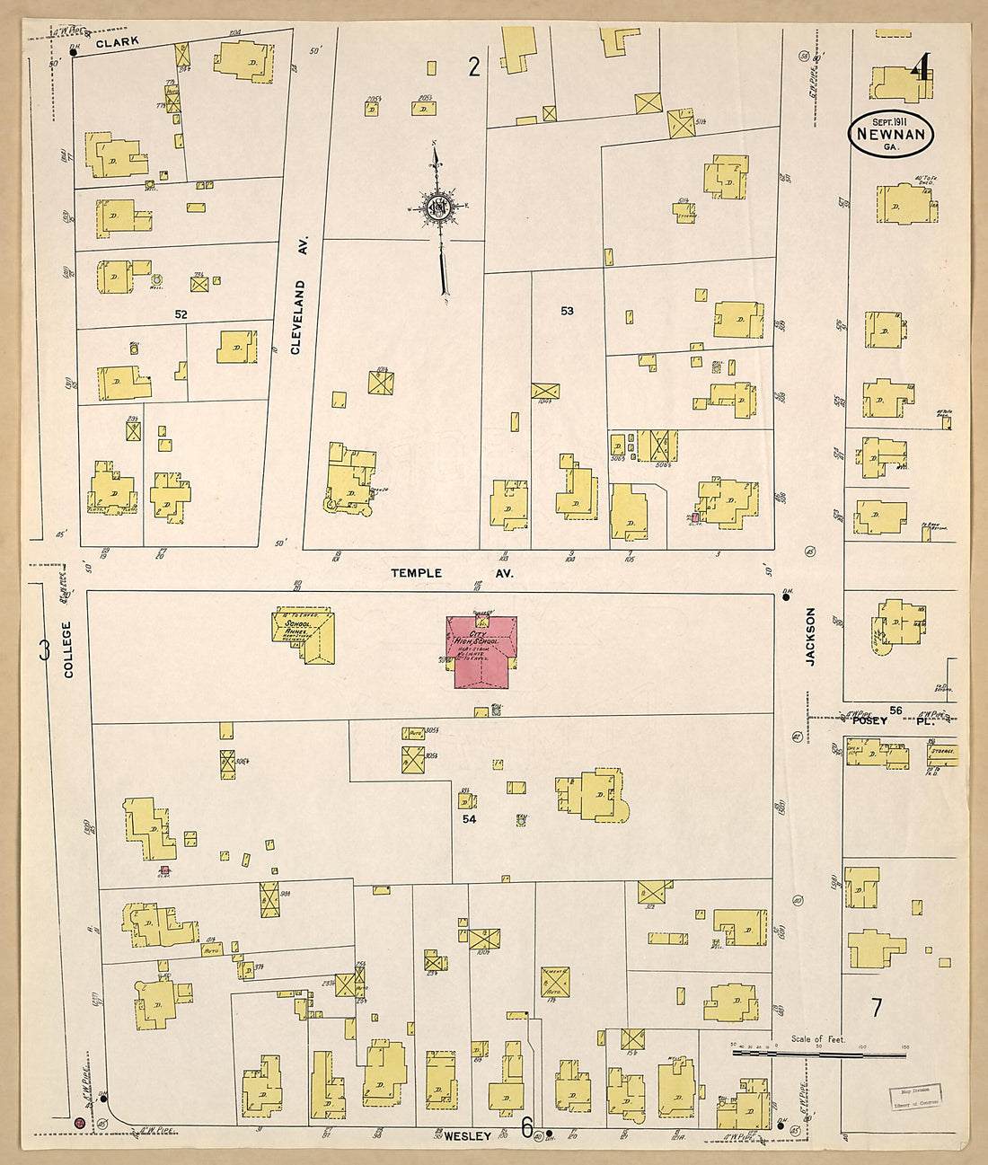 This old map of Newnan, Coweta County, Georgia was created by Sanborn Map Company in 1911