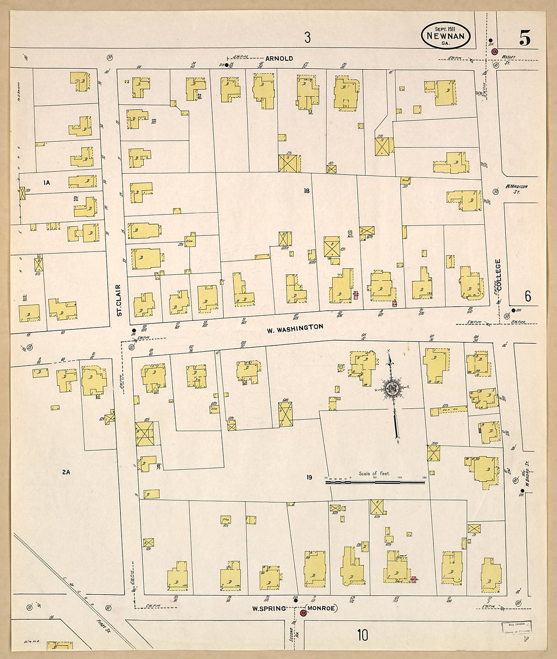 This old map of Newnan, Coweta County, Georgia was created by Sanborn Map Company in 1911