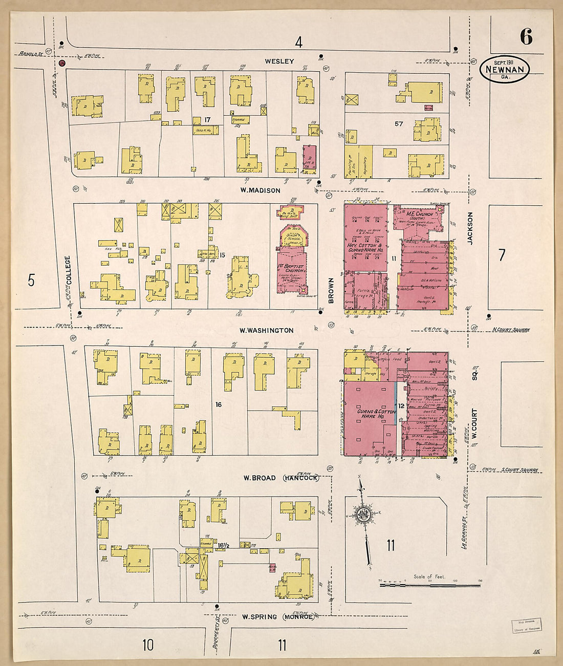This old map of Newnan, Coweta County, Georgia was created by Sanborn Map Company in 1911