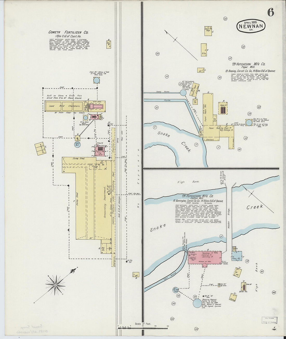 This old map of Newnan, Coweta County, Georgia was created by Sanborn Map Company in 1895