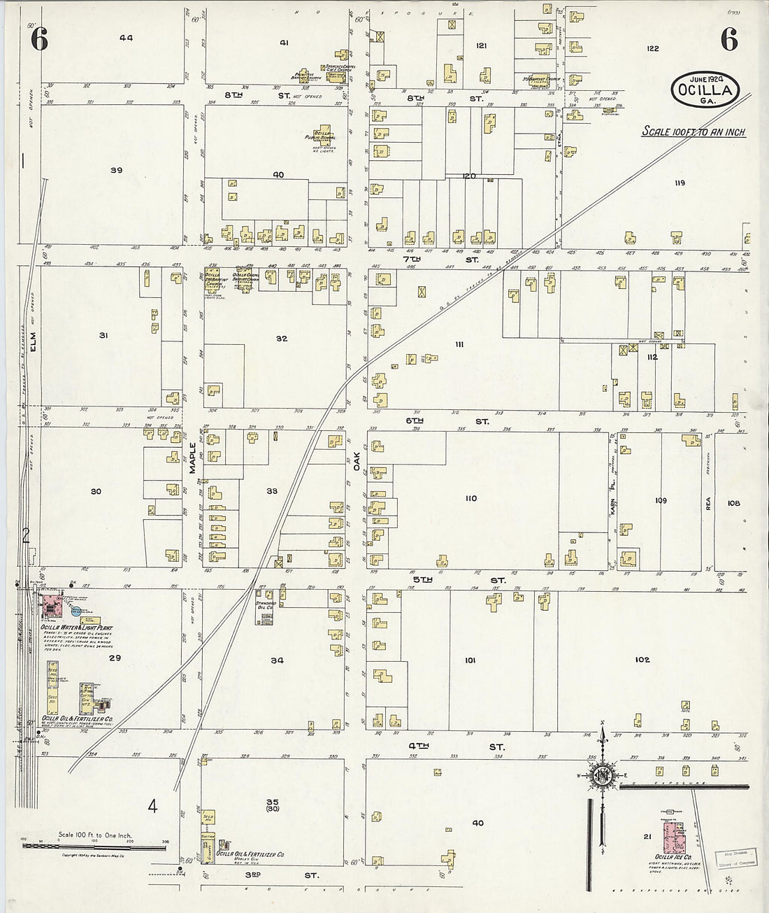 This old map of Ocilla, Irwin County, Georgia was created by Sanborn Map Company in 1924