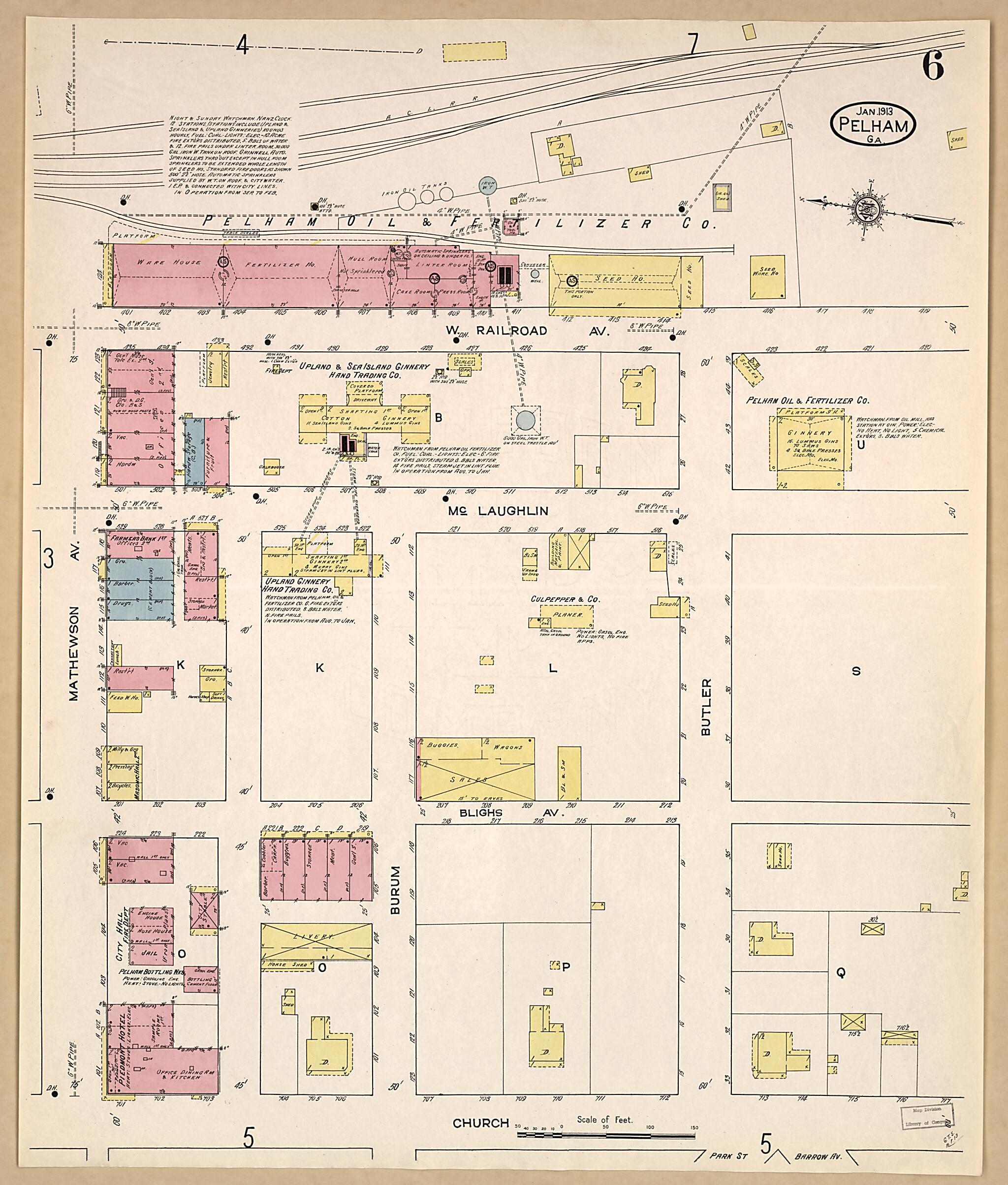 Old Map of Pelham, Mitchell County, [1913] Pelham, Mitchell