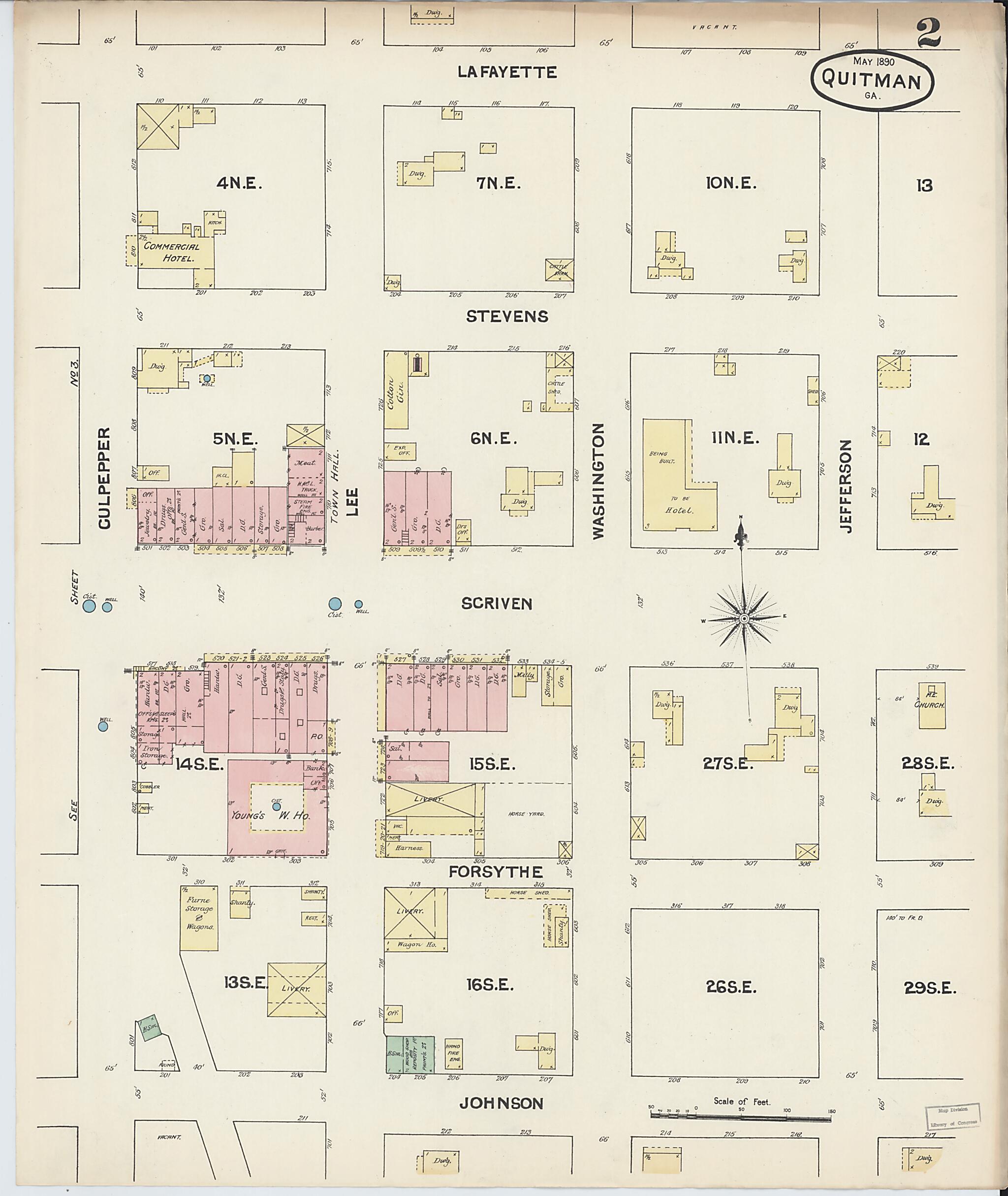 This old map of Quitman, Brooks County, Georgia was created by Sanborn Map Company in 1890