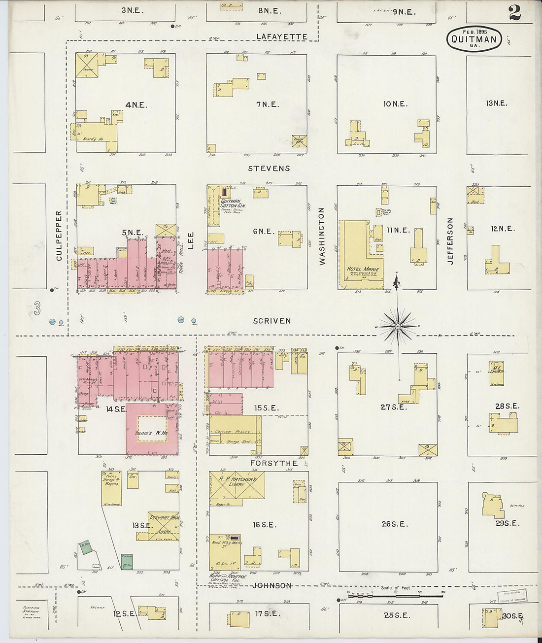 This old map of Quitman, Brooks County, Georgia was created by Sanborn Map Company in 1895