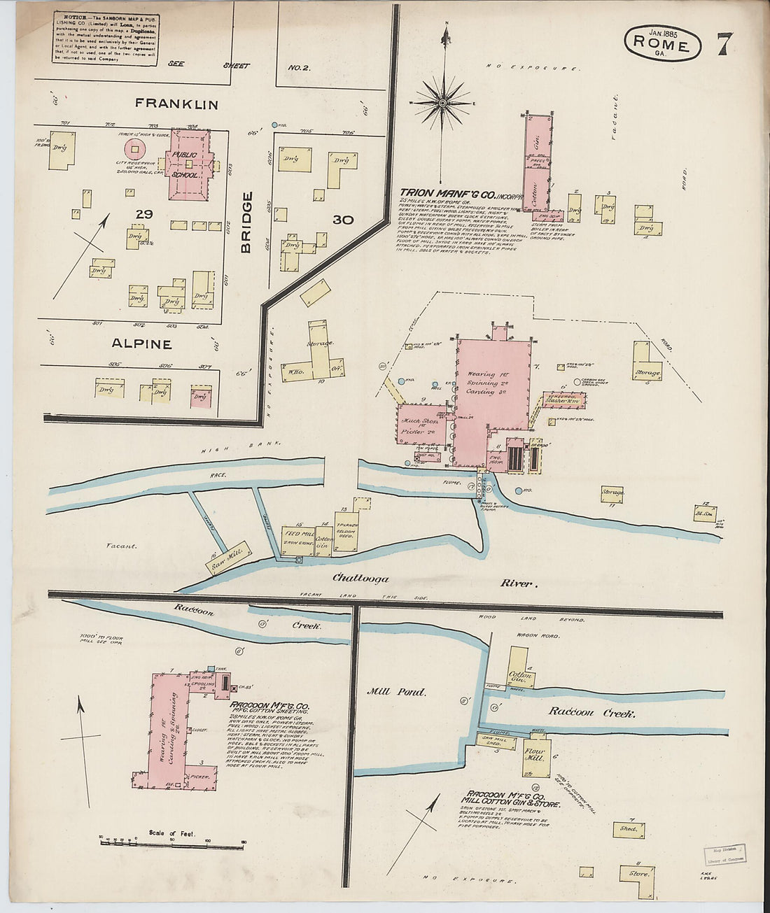 This old map of Rome, Floyd County, Georgia was created by Sanborn Map Company in 1885