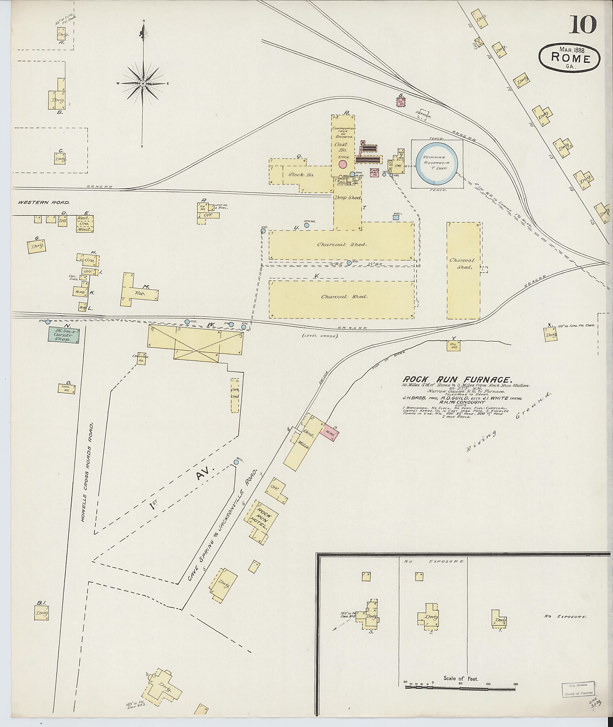 This old map of Rome, Floyd County, Georgia was created by Sanborn Map Company in 1888