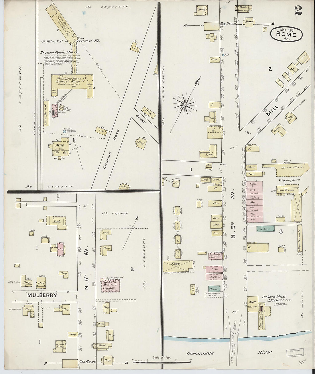 This old map of Rome, Floyd County, Georgia was created by Sanborn Map Company in 1888