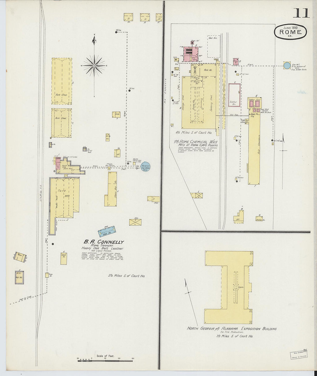 This old map of Rome, Floyd County, Georgia was created by Sanborn Map Company in 1893