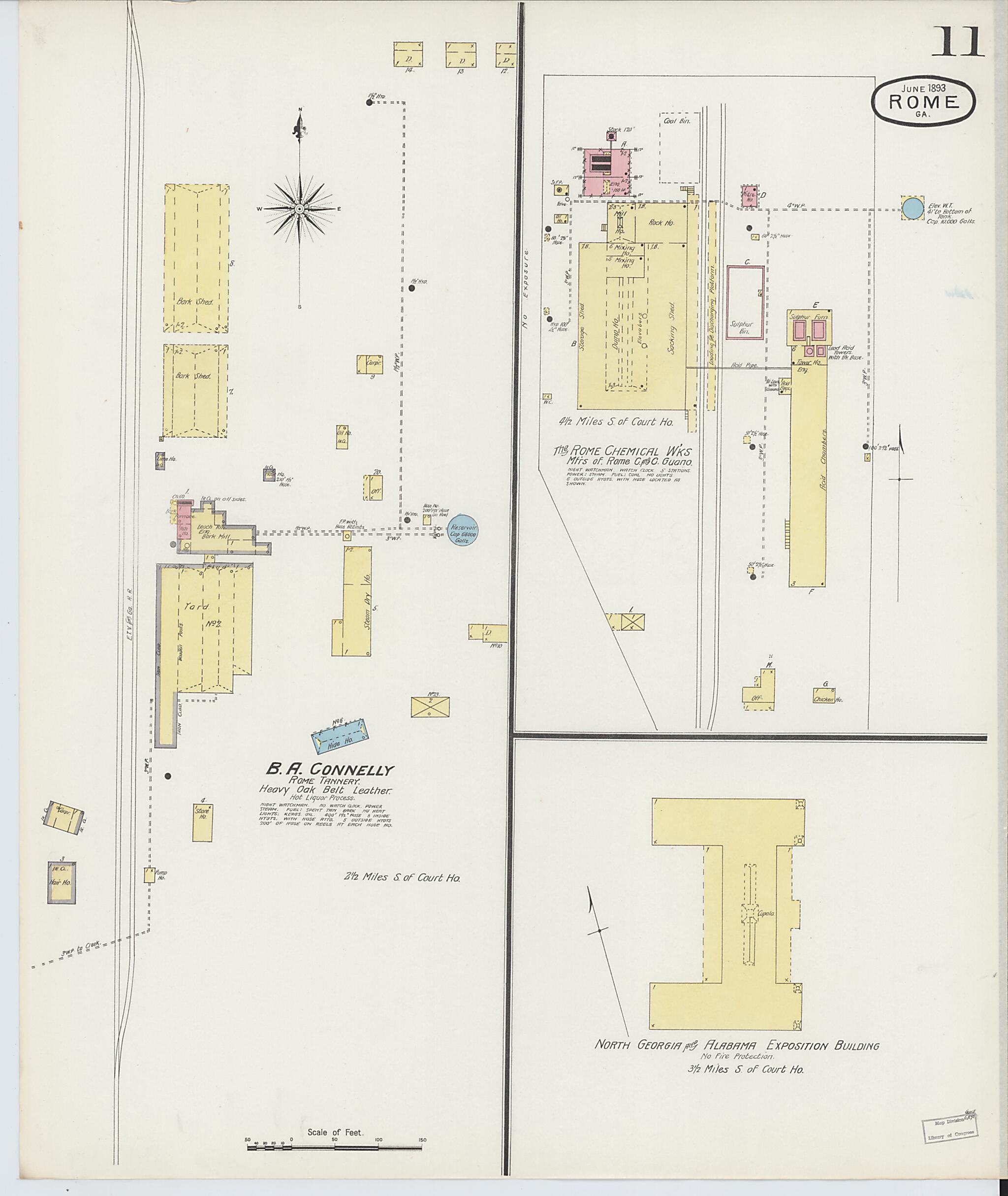 This old map of Rome, Floyd County, Georgia was created by Sanborn Map Company in 1893