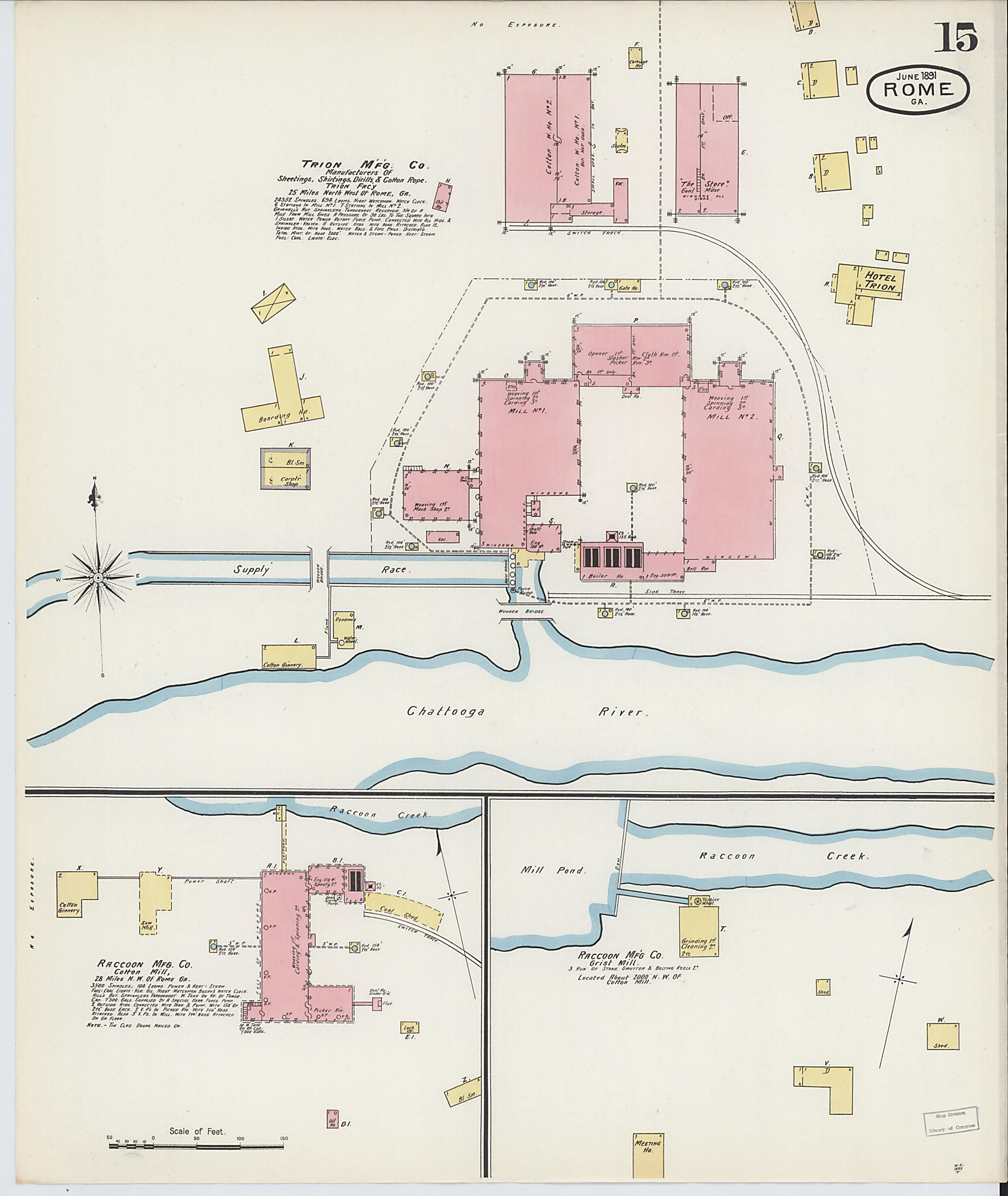 This old map of Rome, Floyd County, Georgia was created by Sanborn Map Company in 1893