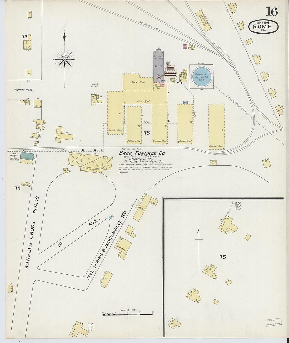 This old map of Rome, Floyd County, Georgia was created by Sanborn Map Company in 1893