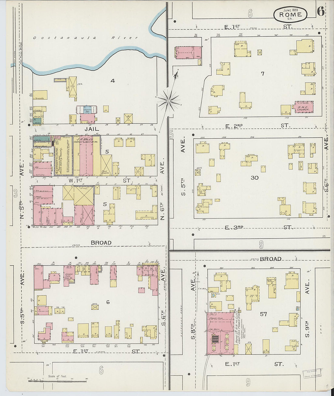 This old map of Rome, Floyd County, Georgia was created by Sanborn Map Company in 1893