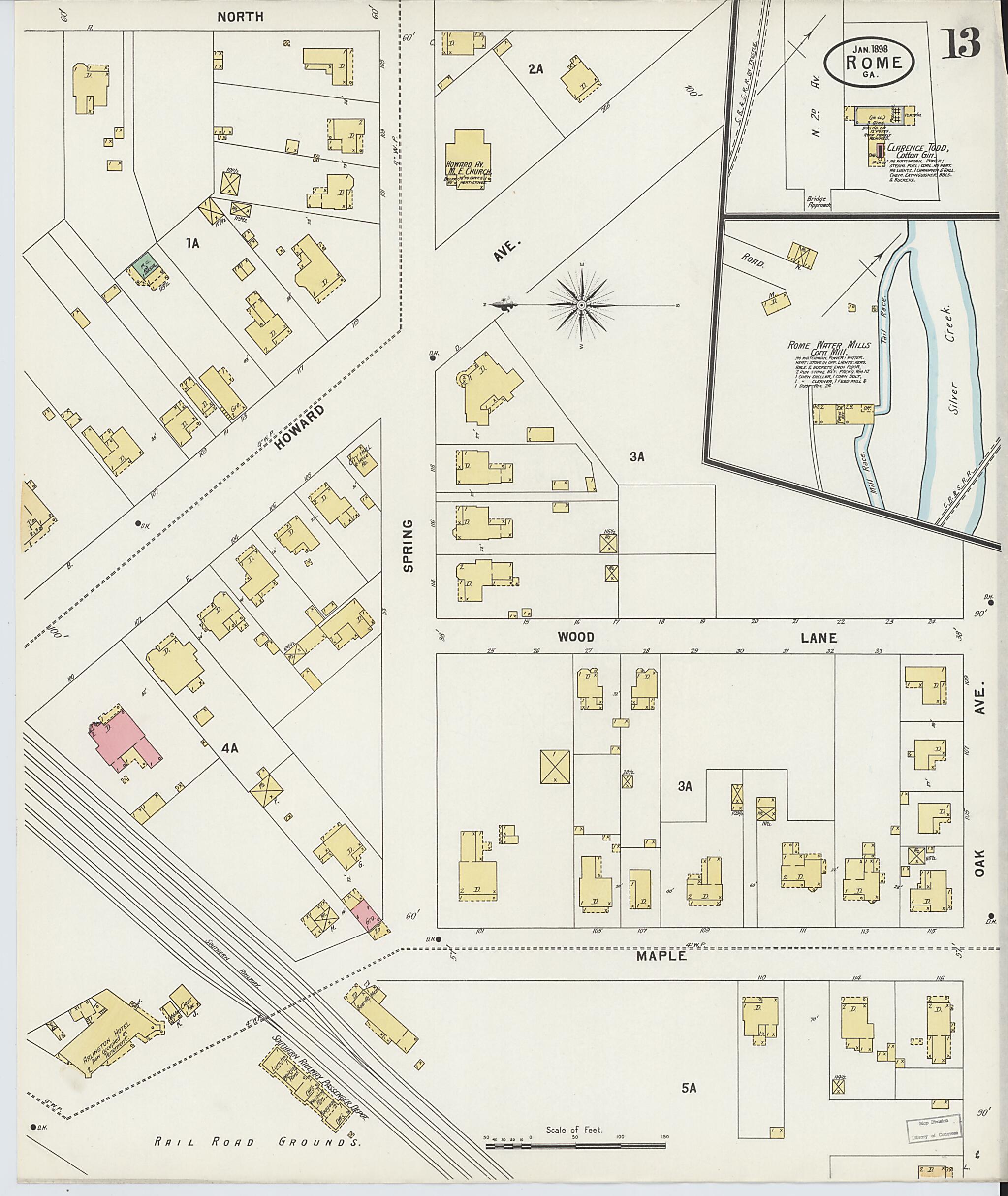 This old map of Rome, Floyd County, Georgia was created by Sanborn Map Company in 1898
