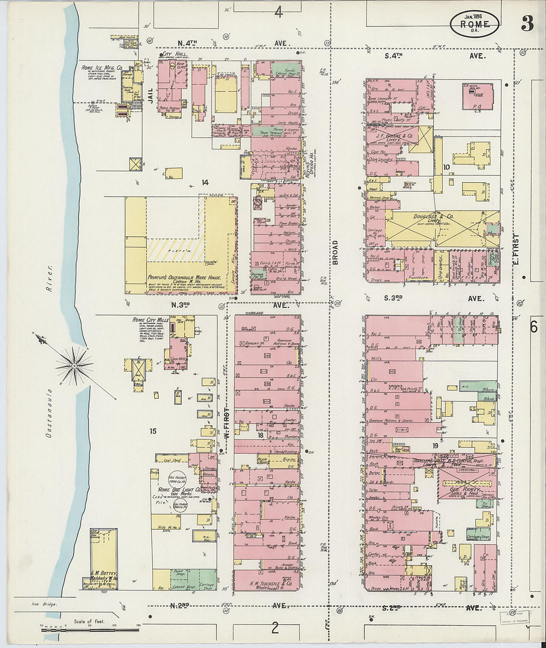 This old map of Rome, Floyd County, Georgia was created by Sanborn Map Company in 1898
