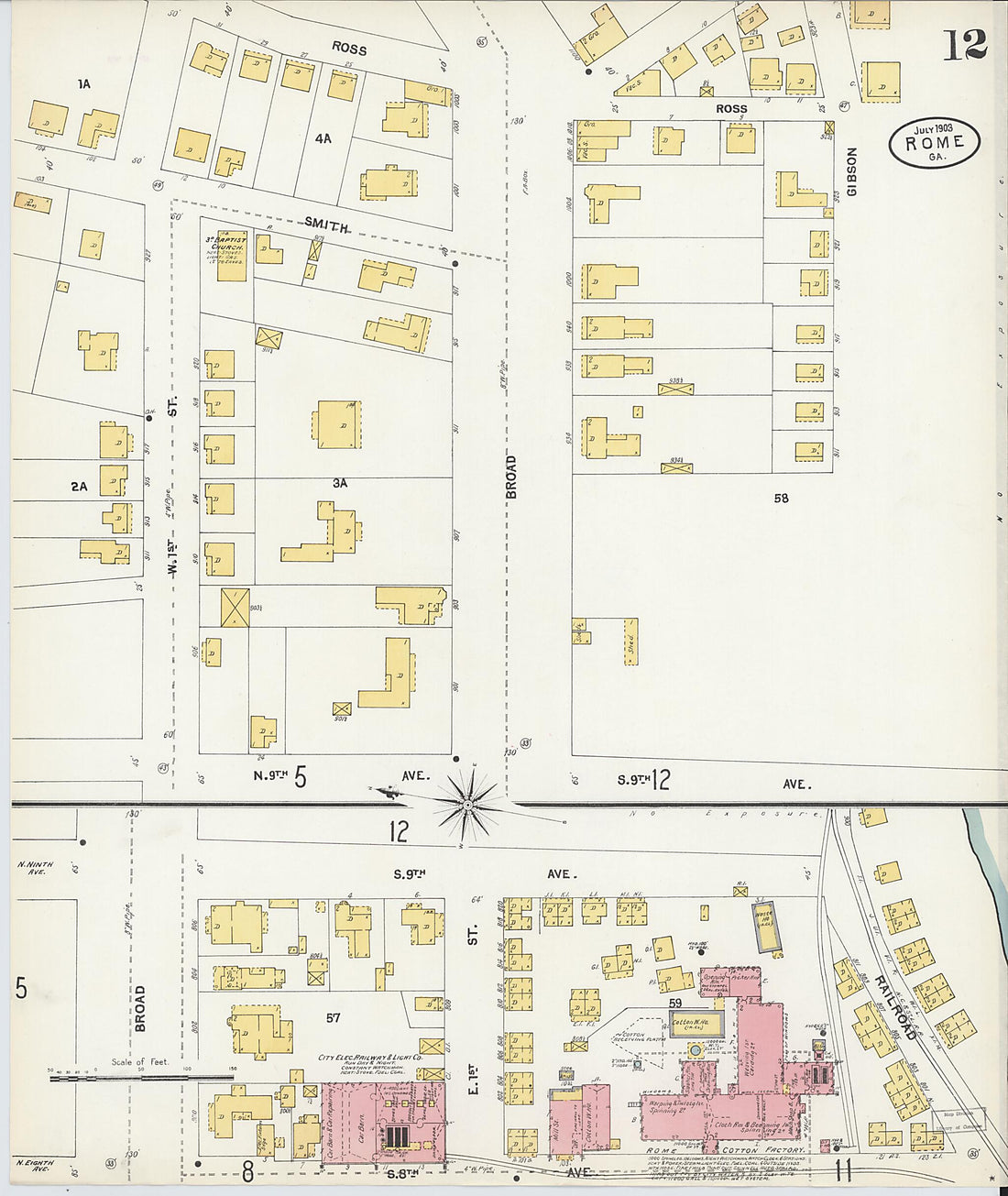 This old map of Rome, Floyd County, Georgia was created by Sanborn Map Company in 1903