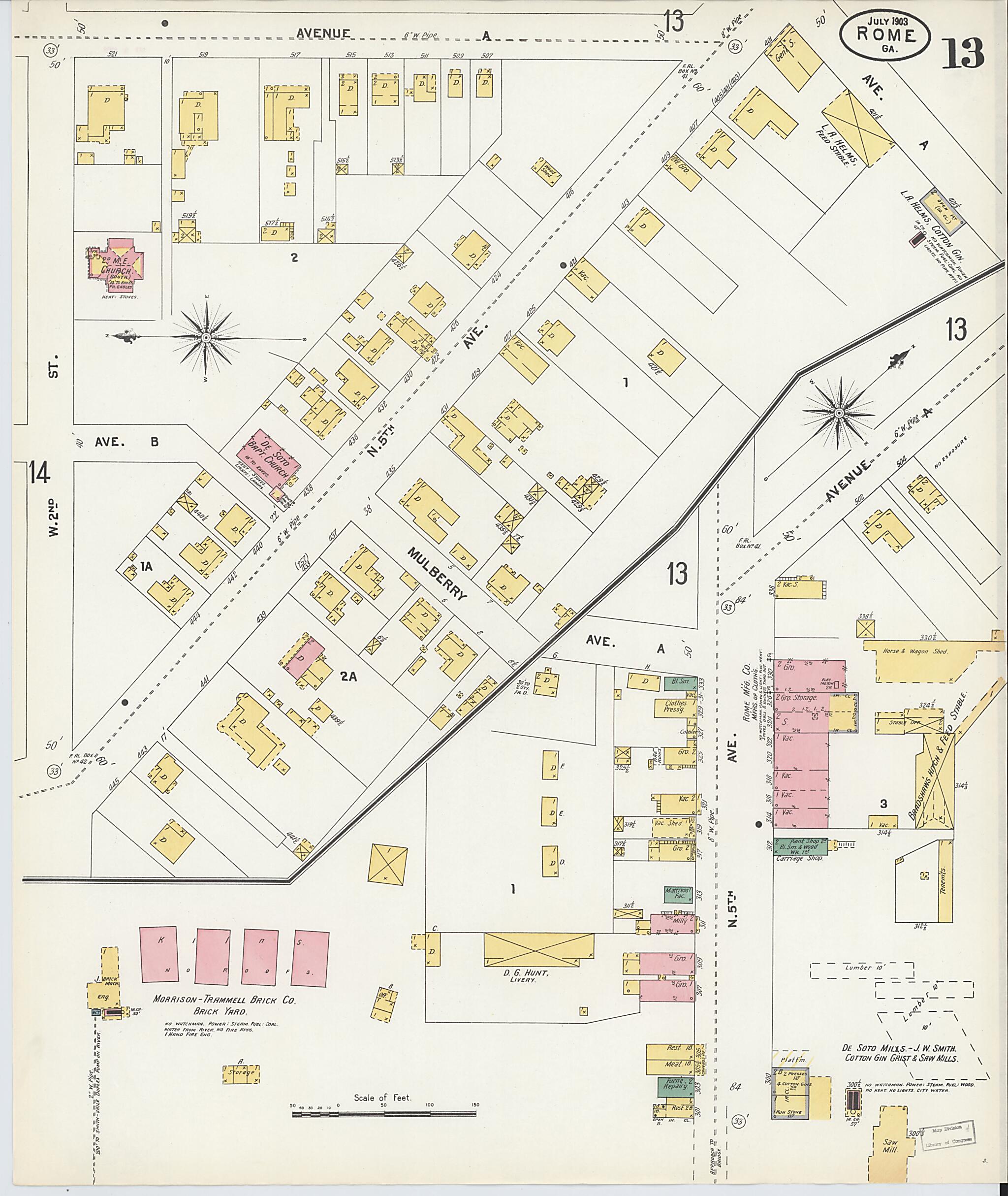 This old map of Rome, Floyd County, Georgia was created by Sanborn Map Company in 1903