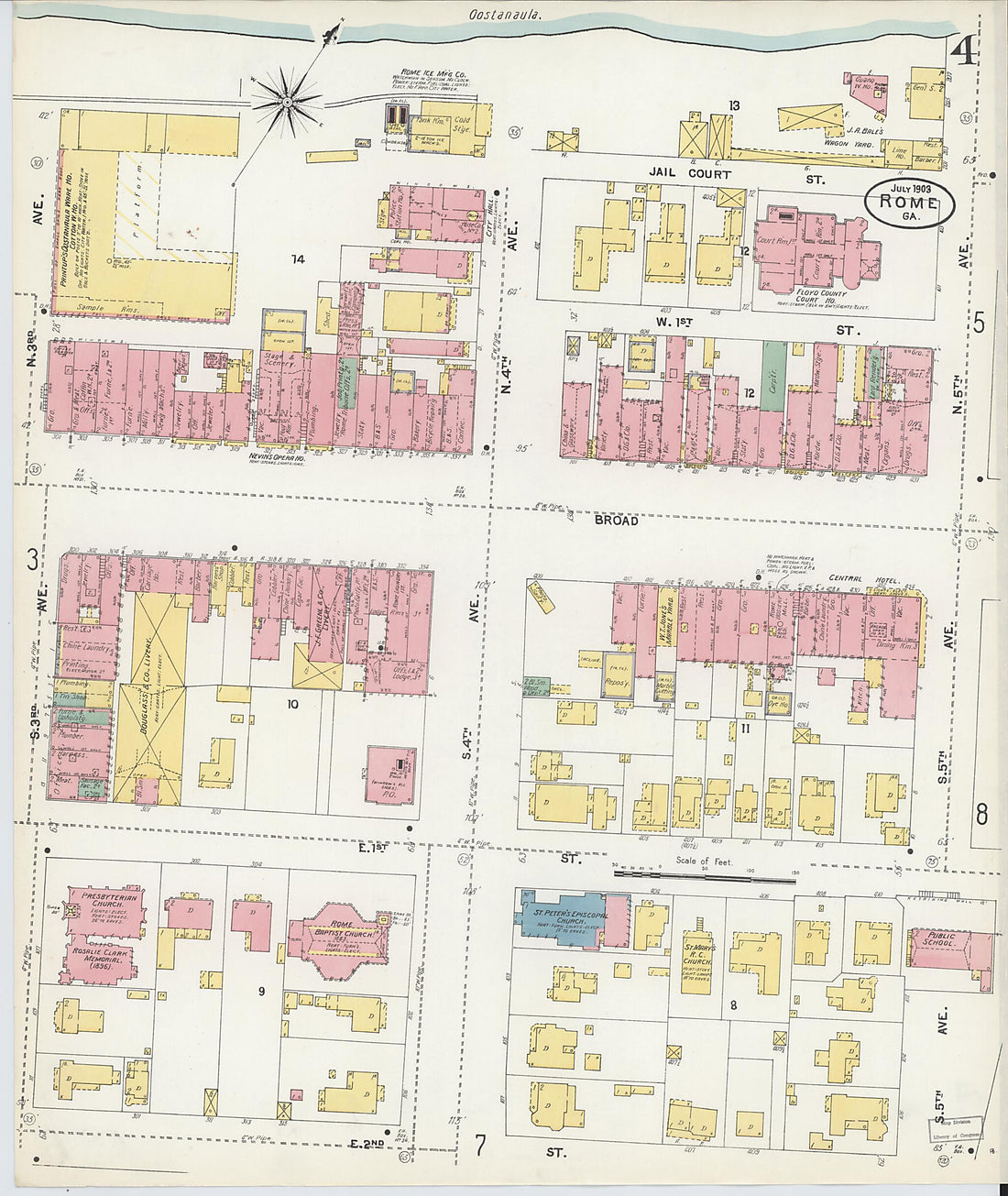 This old map of Rome, Floyd County, Georgia was created by Sanborn Map Company in 1903