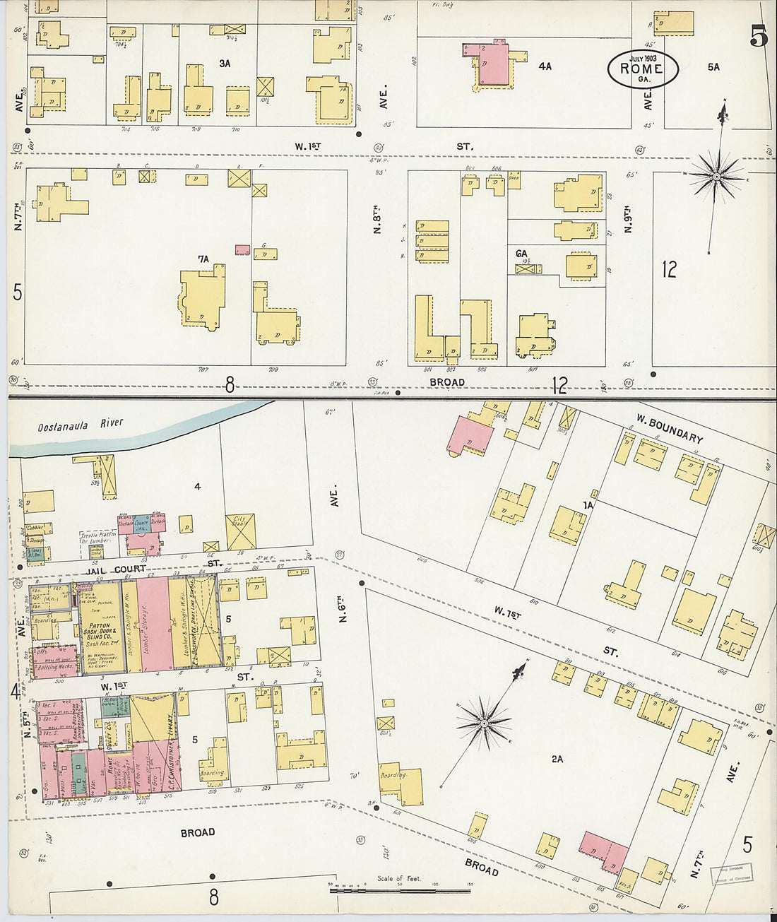 This old map of Rome, Floyd County, Georgia was created by Sanborn Map Company in 1903