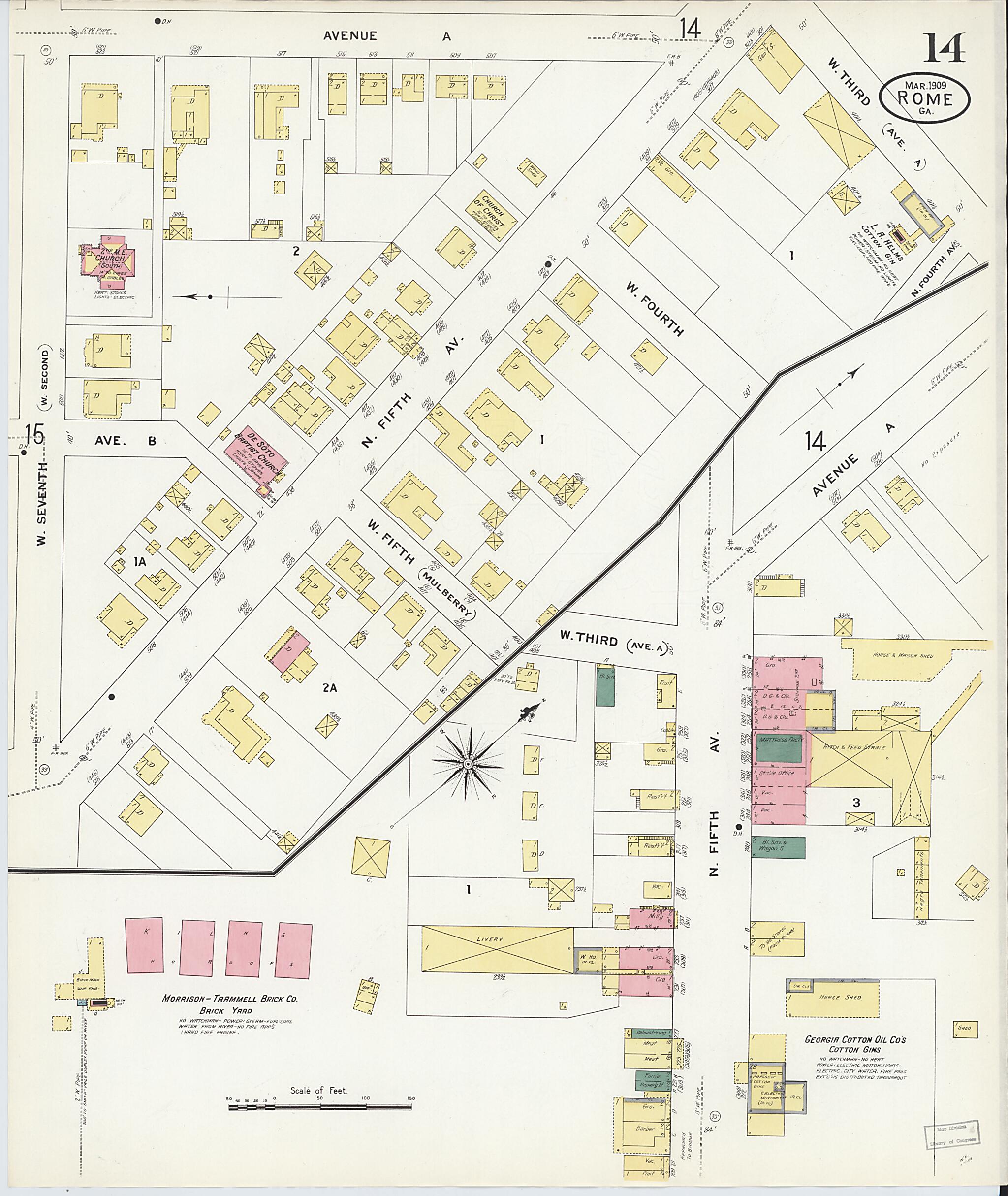 This old map of Rome, Floyd County, Georgia was created by Sanborn Map Company in 1909