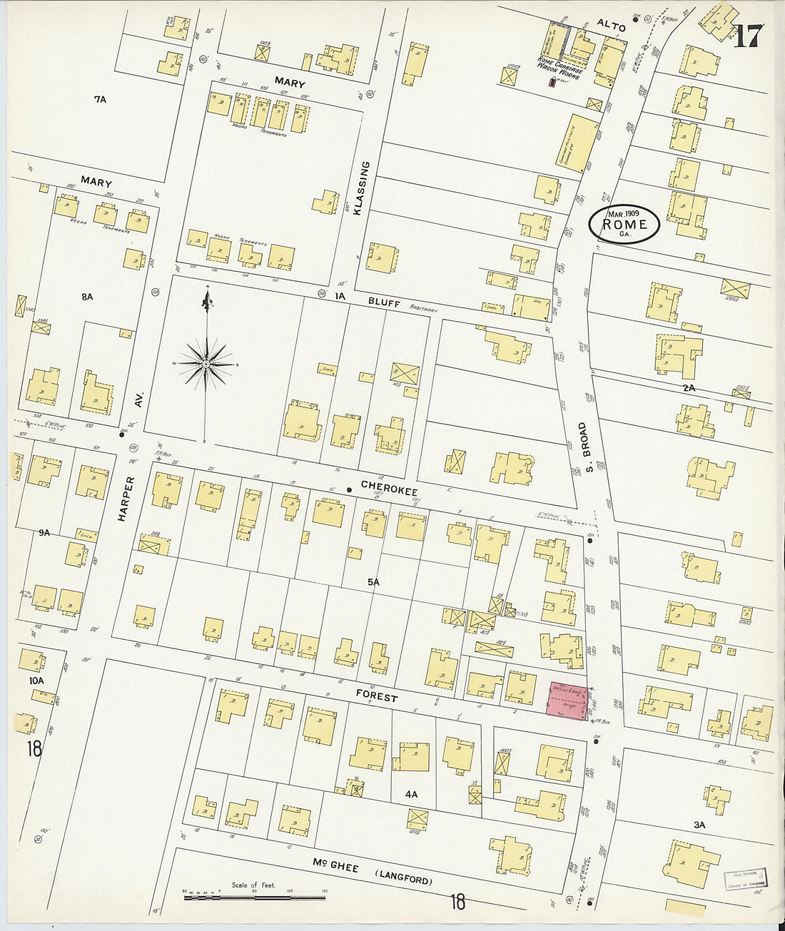 This old map of Rome, Floyd County, Georgia was created by Sanborn Map Company in 1909
