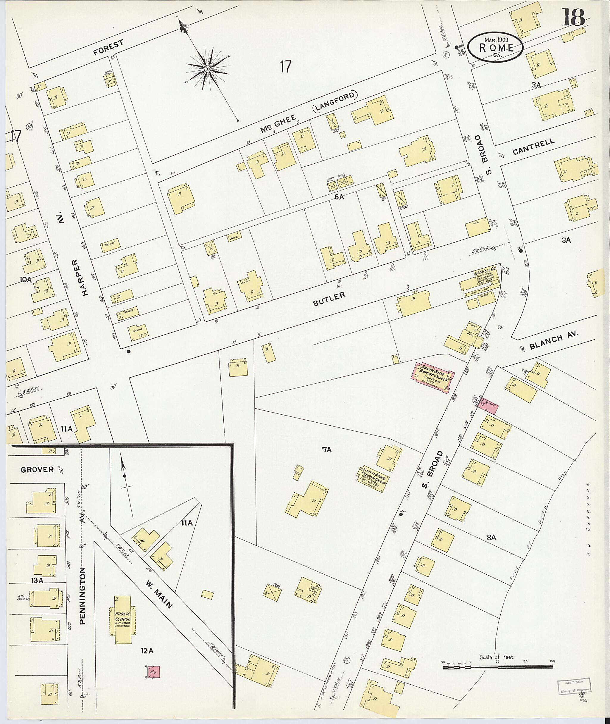 This old map of Rome, Floyd County, Georgia was created by Sanborn Map Company in 1909