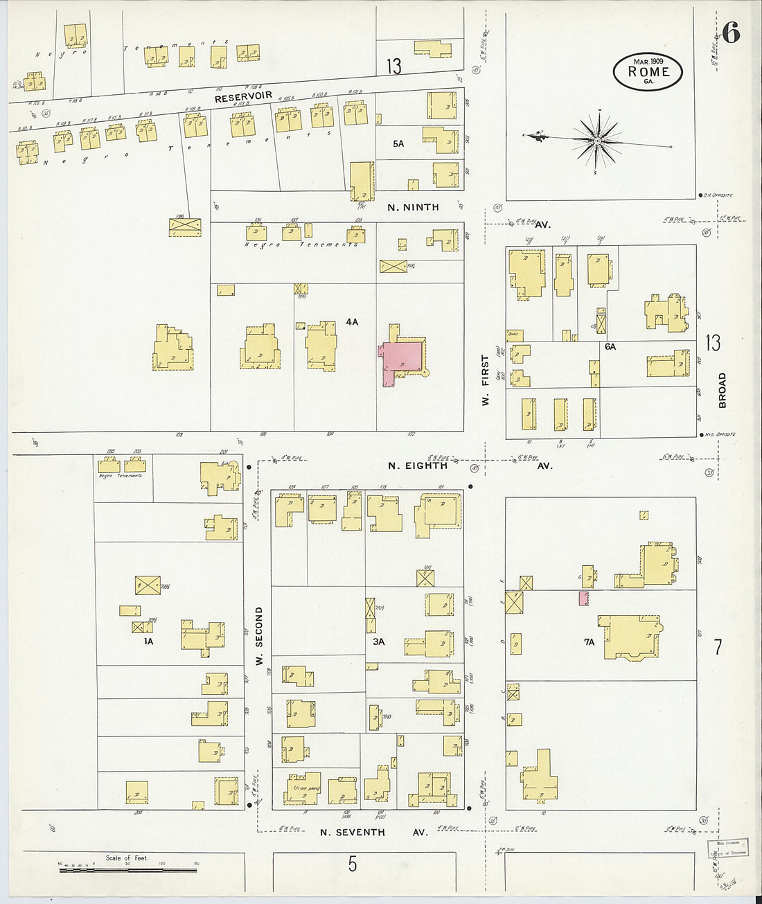 This old map of Rome, Floyd County, Georgia was created by Sanborn Map Company in 1909