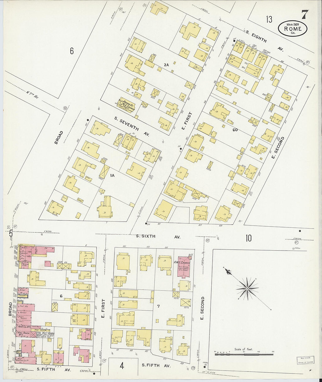 This old map of Rome, Floyd County, Georgia was created by Sanborn Map Company in 1909