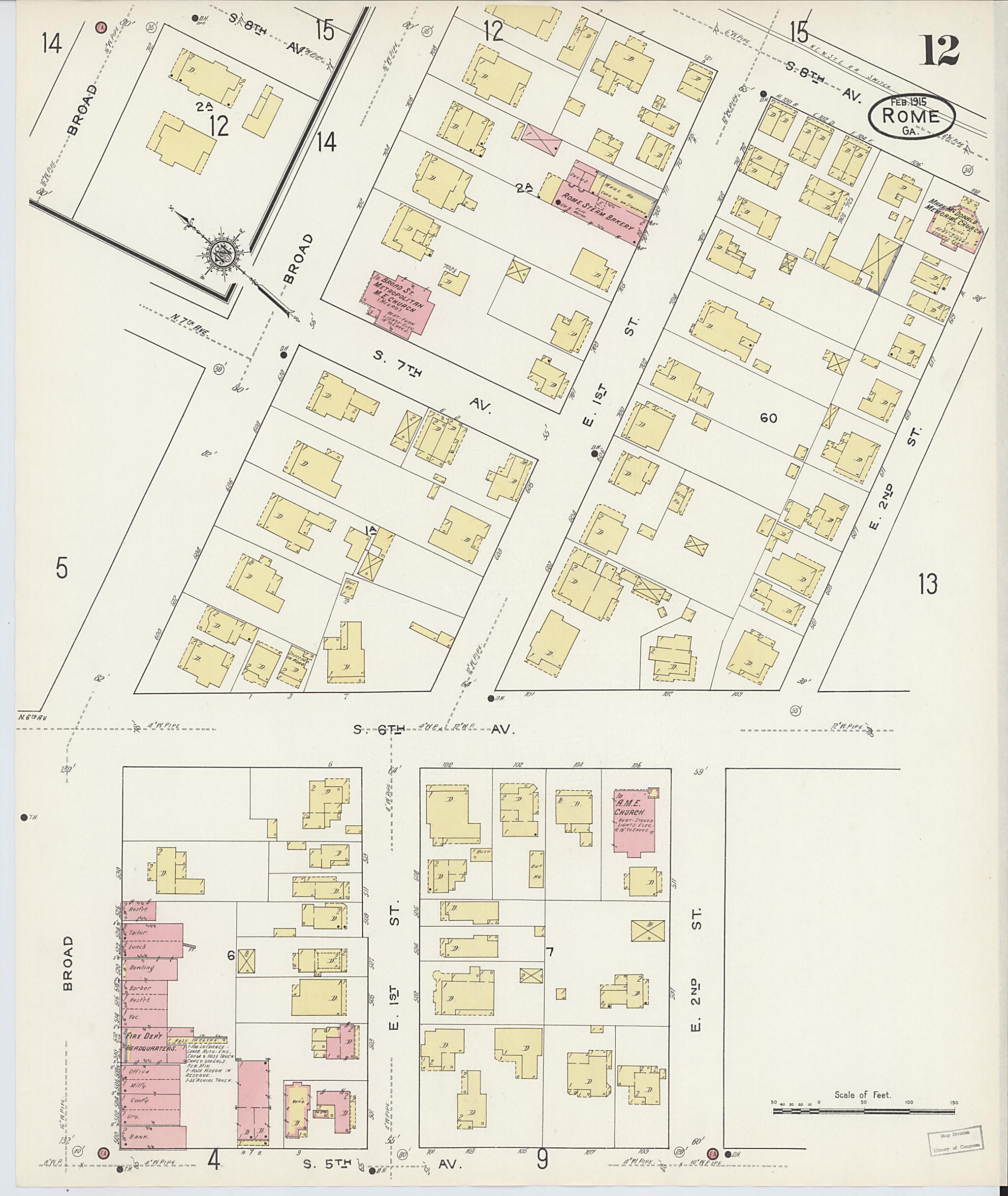 This old map of Rome, Floyd County, Georgia was created by Sanborn Map Company in 1915