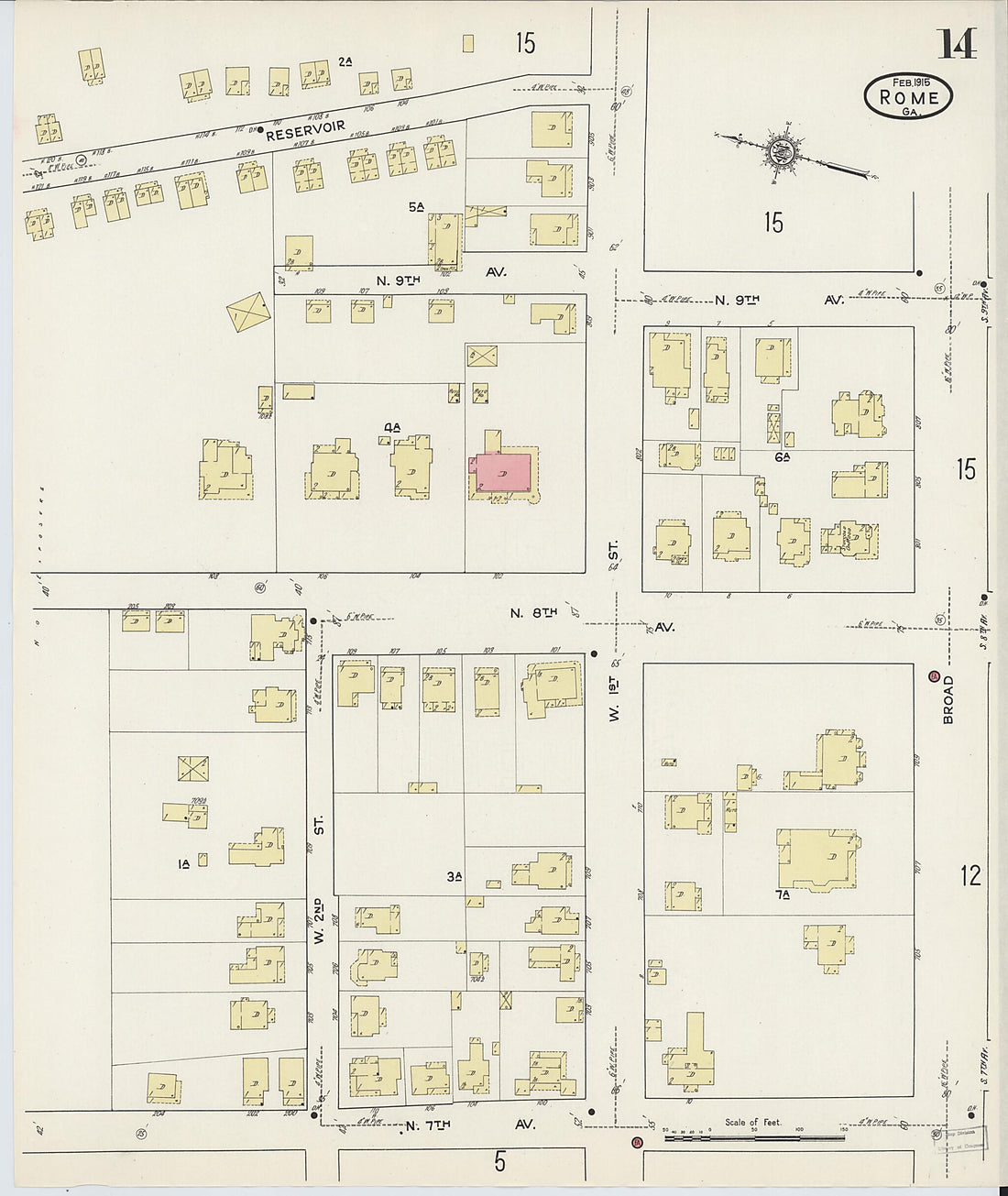 This old map of Rome, Floyd County, Georgia was created by Sanborn Map Company in 1915