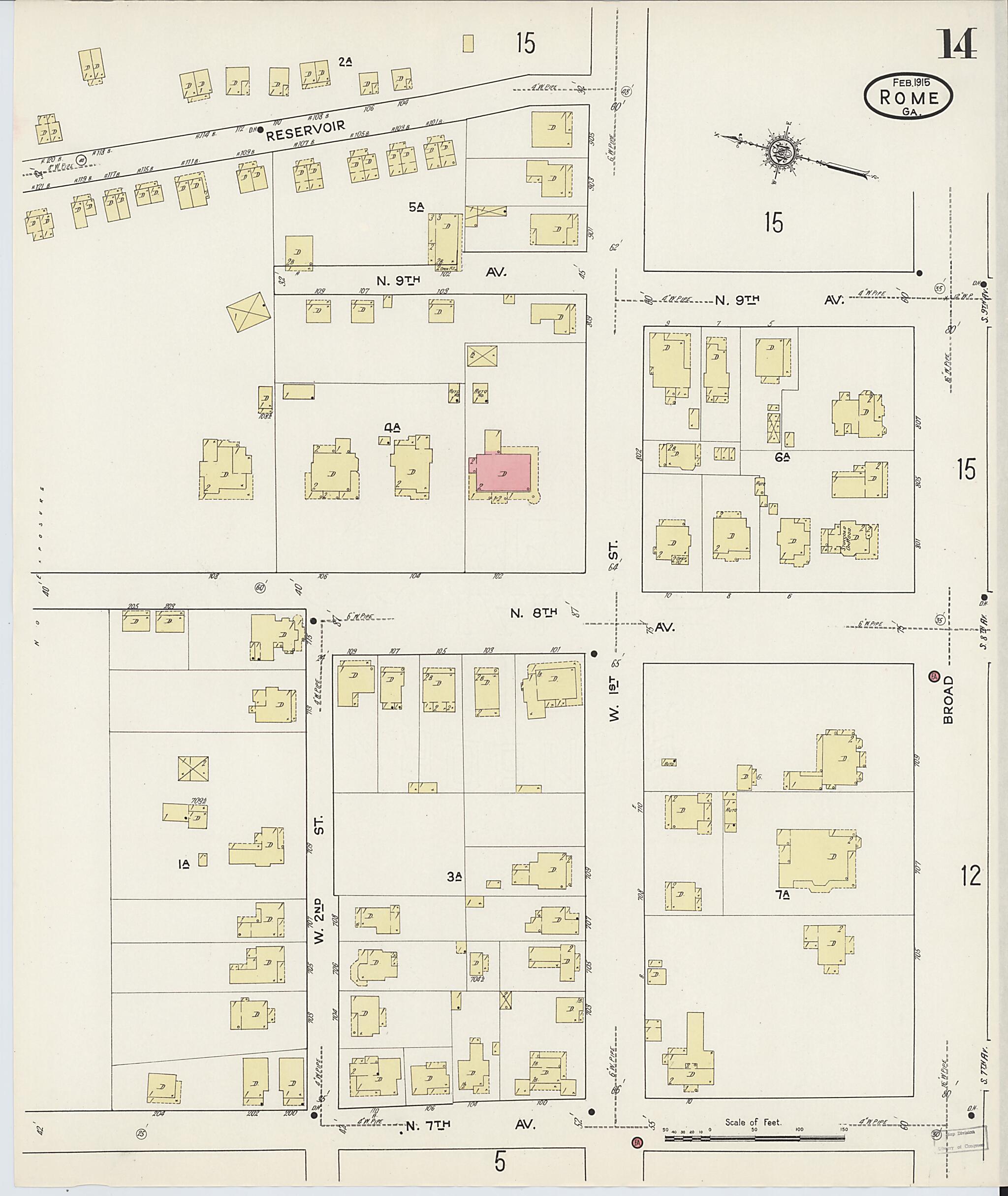 This old map of Rome, Floyd County, Georgia was created by Sanborn Map Company in 1915