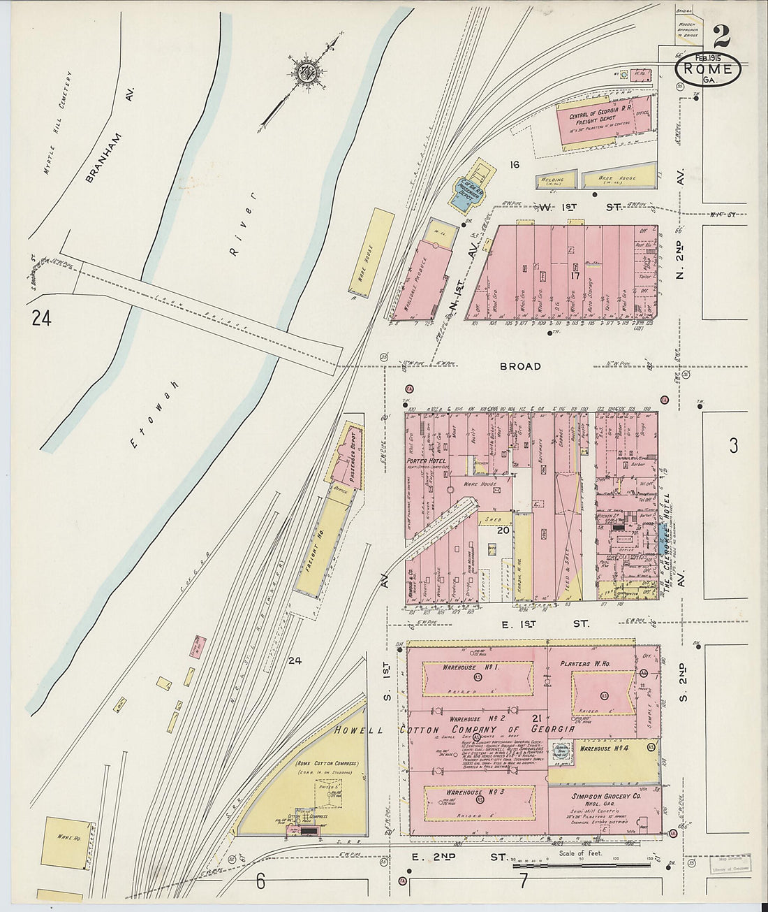 This old map of Rome, Floyd County, Georgia was created by Sanborn Map Company in 1915