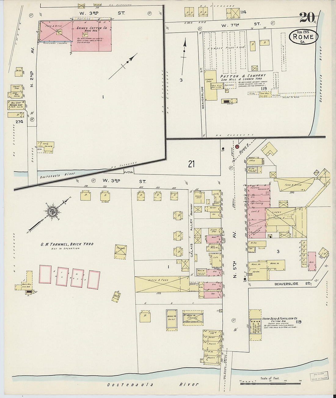 This old map of Rome, Floyd County, Georgia was created by Sanborn Map Company in 1915