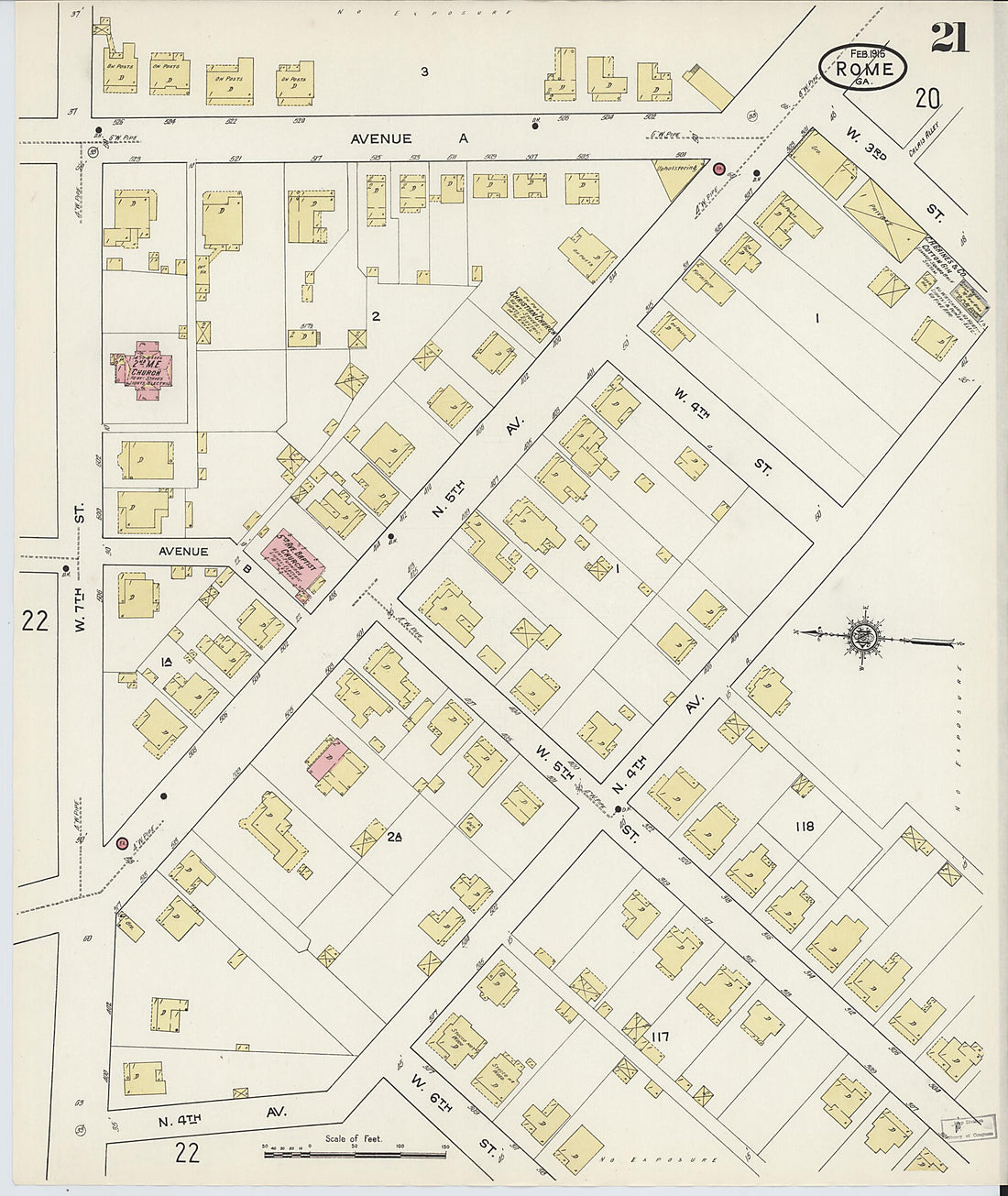 This old map of Rome, Floyd County, Georgia was created by Sanborn Map Company in 1915