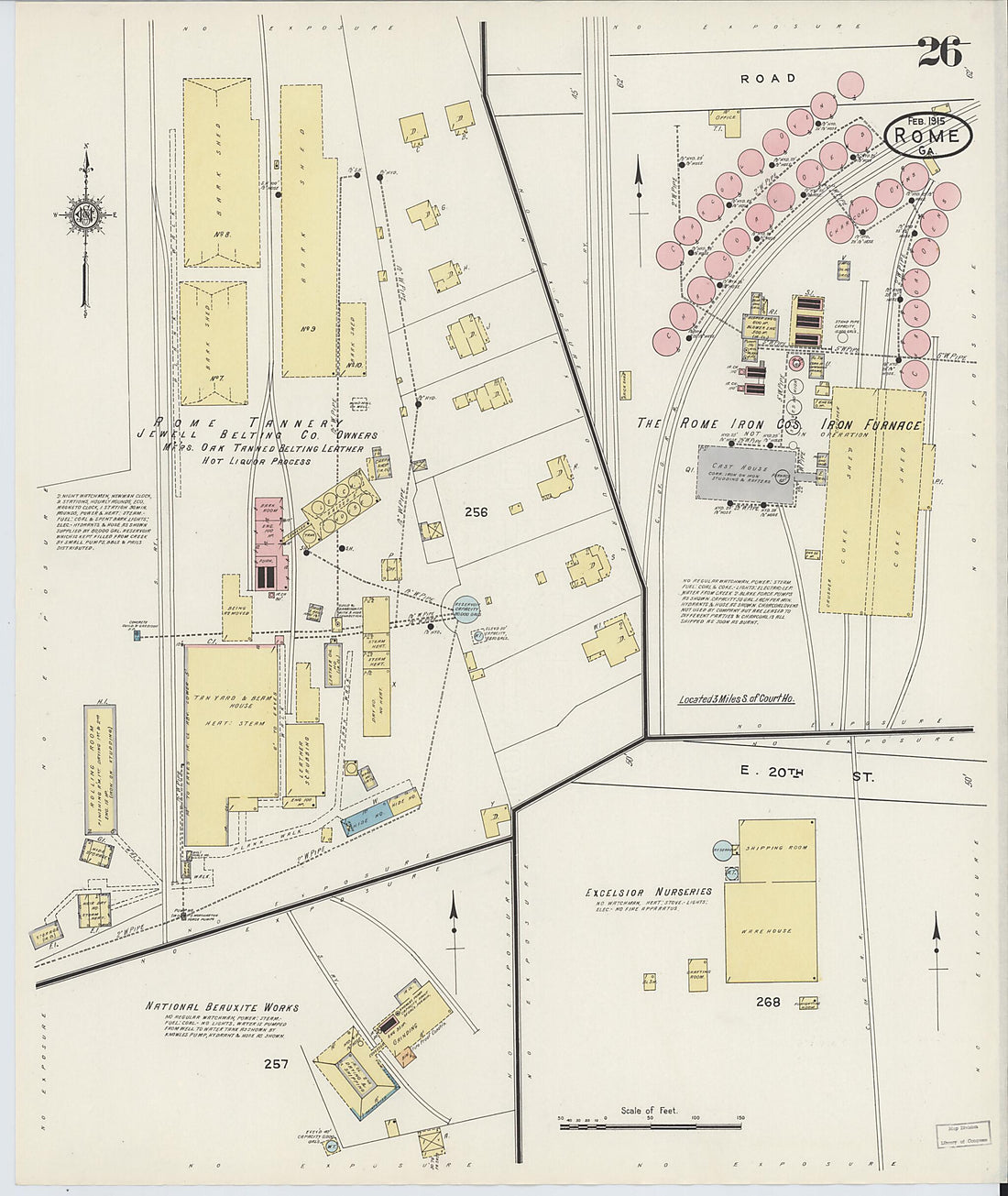 This old map of Rome, Floyd County, Georgia was created by Sanborn Map Company in 1915