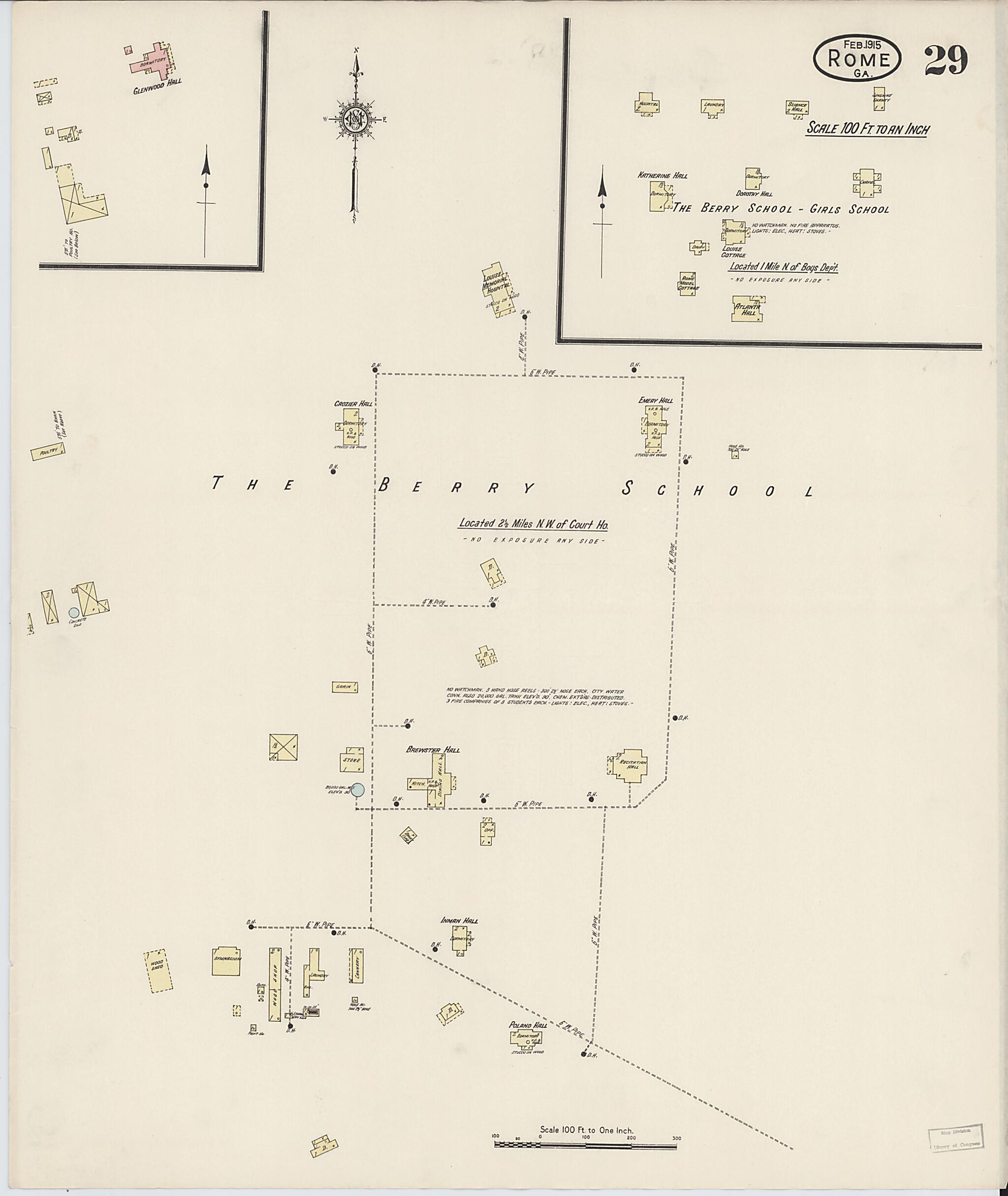 This old map of Rome, Floyd County, Georgia was created by Sanborn Map Company in 1915