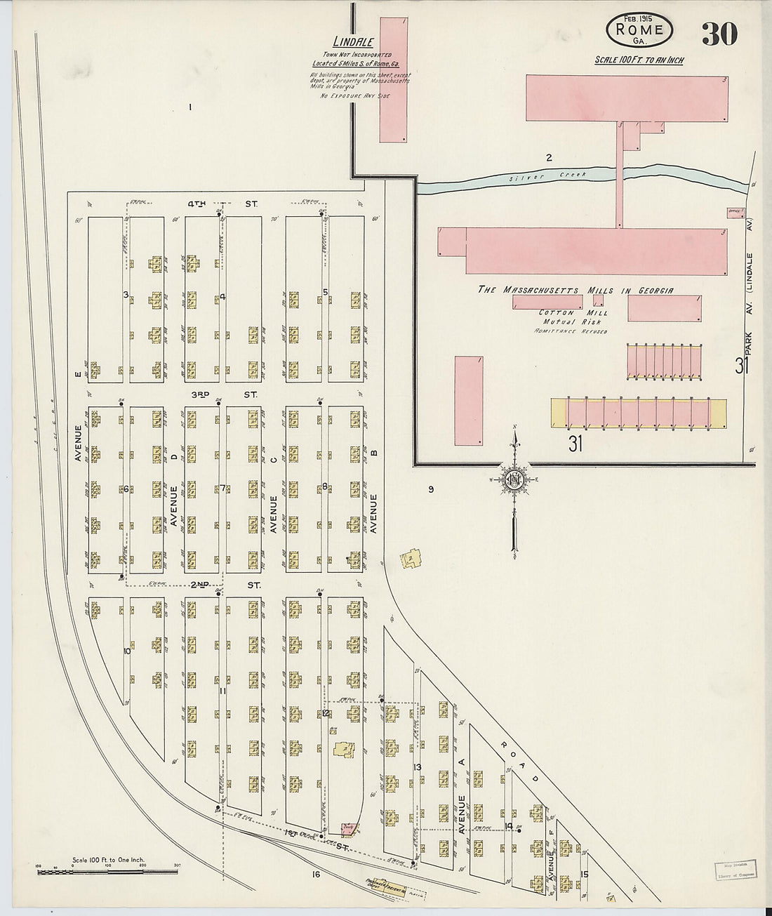 This old map of Rome, Floyd County, Georgia was created by Sanborn Map Company in 1915
