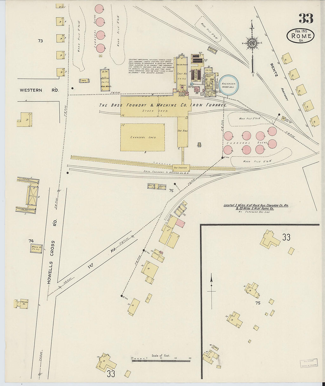 This old map of Rome, Floyd County, Georgia was created by Sanborn Map Company in 1915