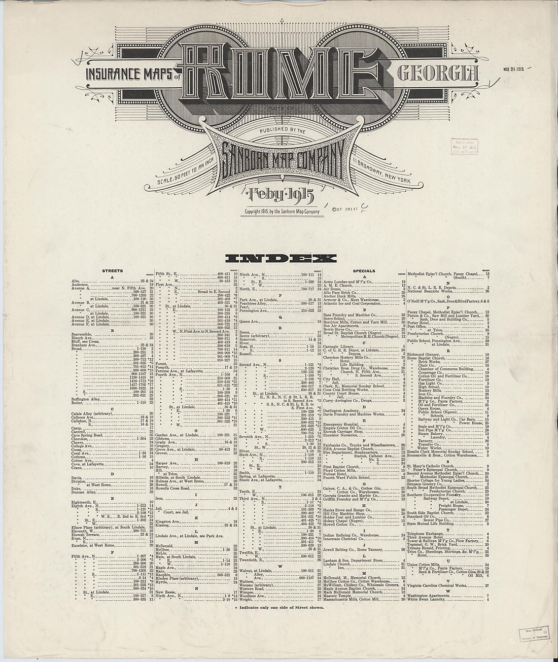 This old map of Rome, Floyd County, Georgia was created by Sanborn Map Company in 1915