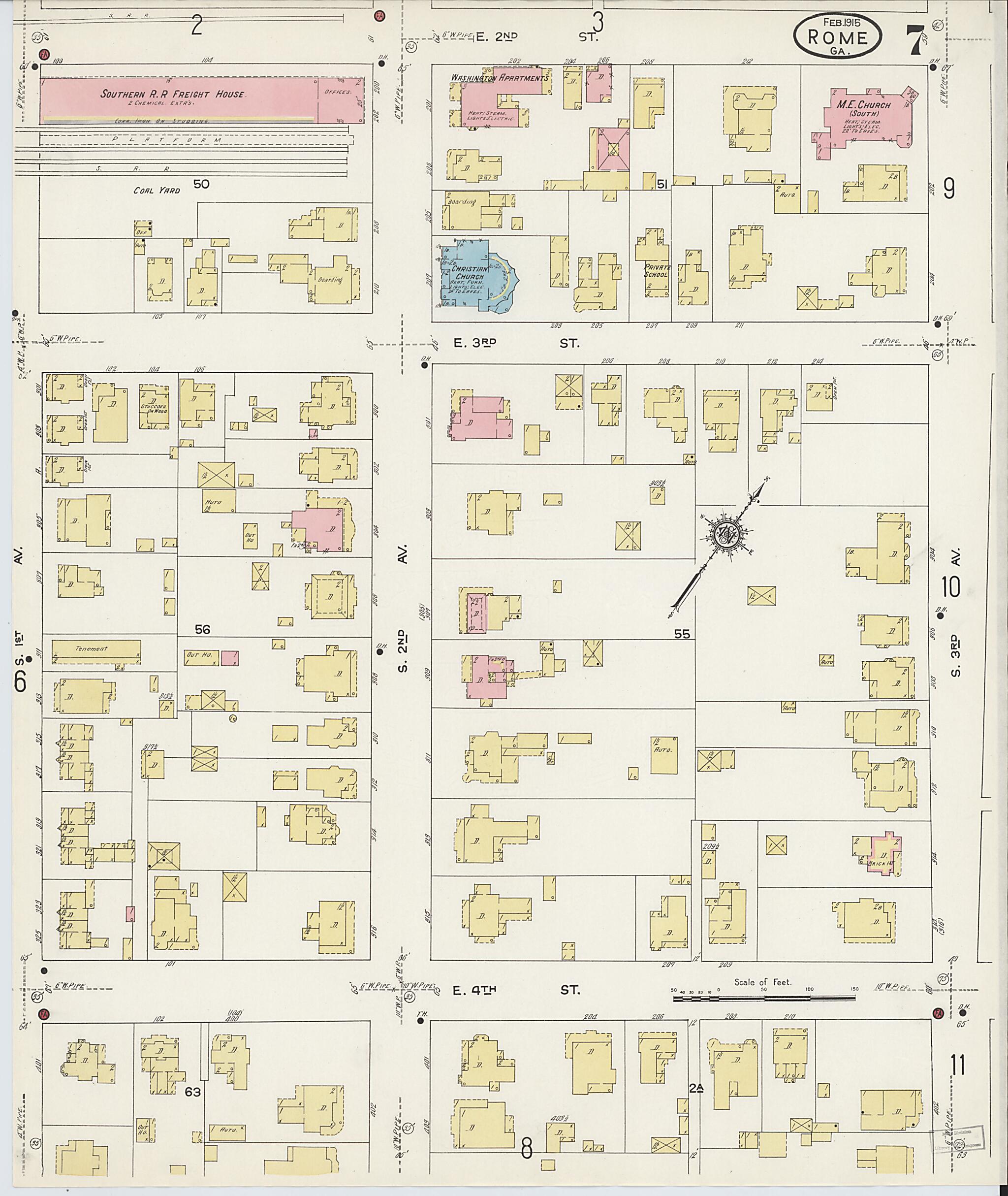 This old map of Rome, Floyd County, Georgia was created by Sanborn Map Company in 1915