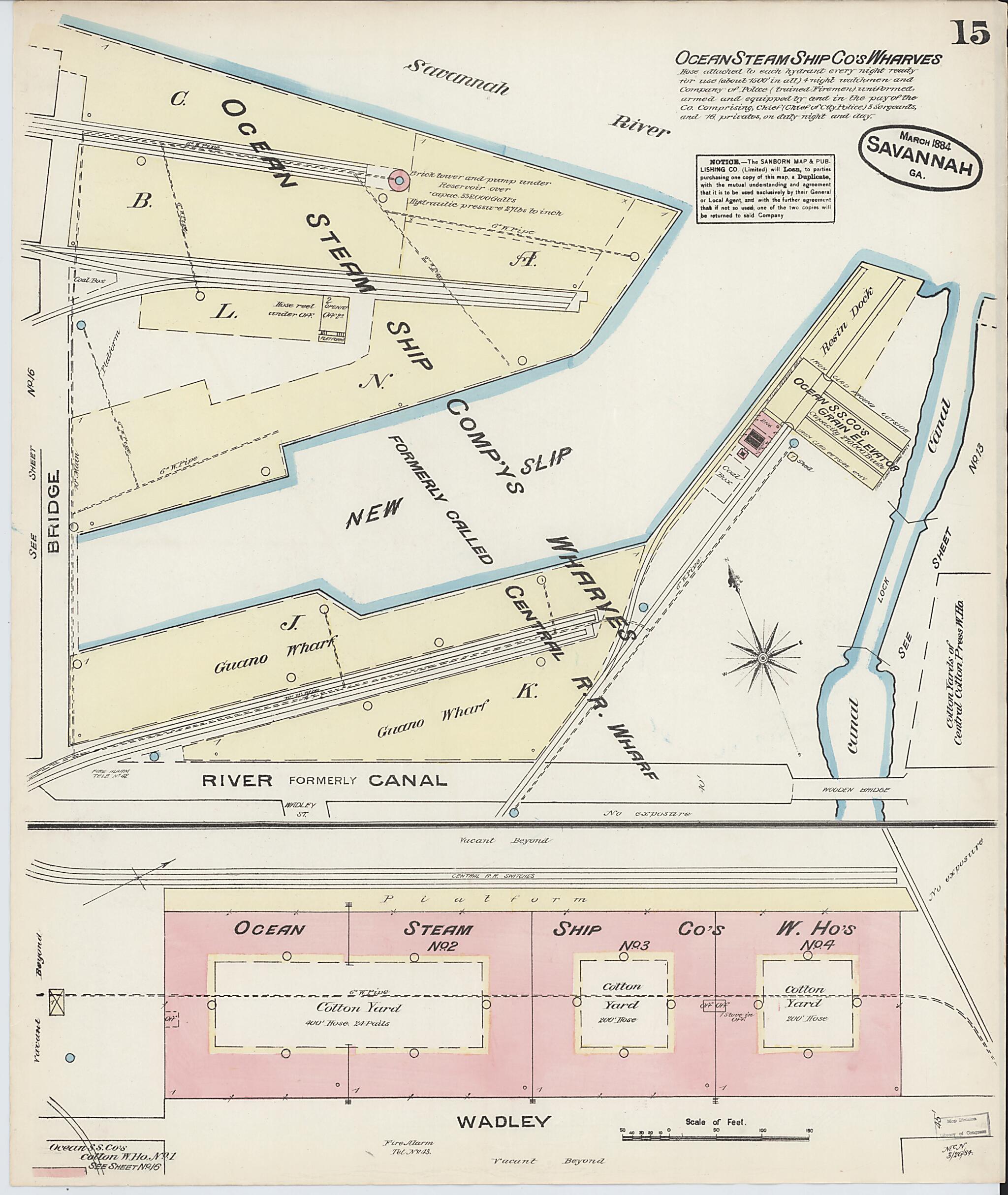 This old map of Savannah, Chatham County, Georgia was created by Sanborn Map Company in 1884
