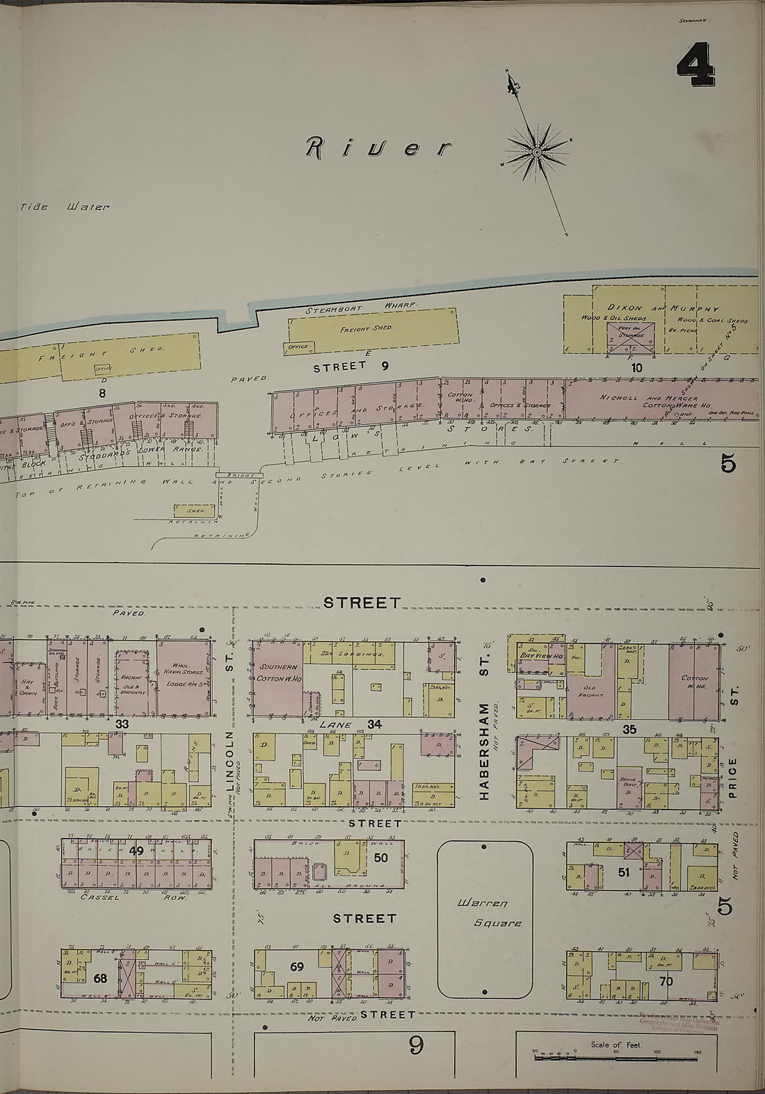This old map of Savannah, Chatham County, Georgia was created by Sanborn Map Company in 1888