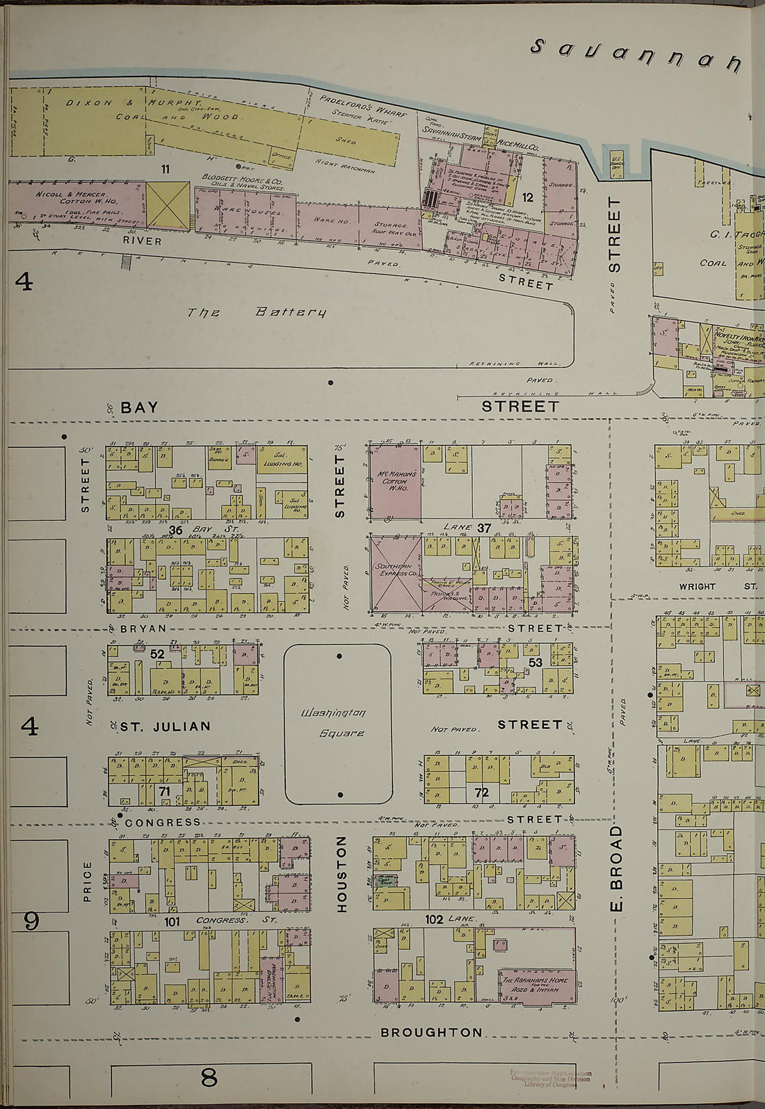 This old map of Savannah, Chatham County, Georgia was created by Sanborn Map Company in 1888