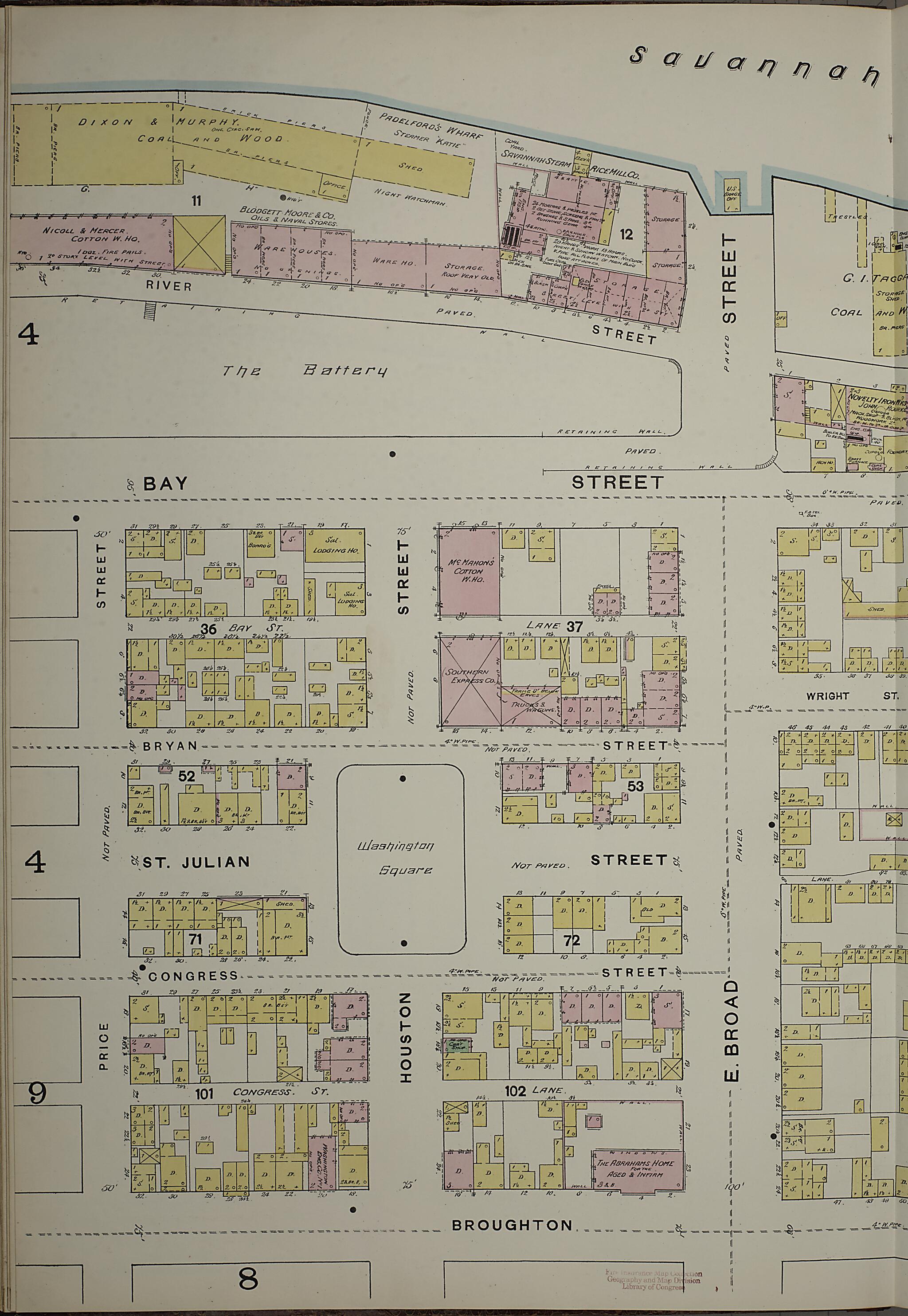 This old map of Savannah, Chatham County, Georgia was created by Sanborn Map Company in 1888